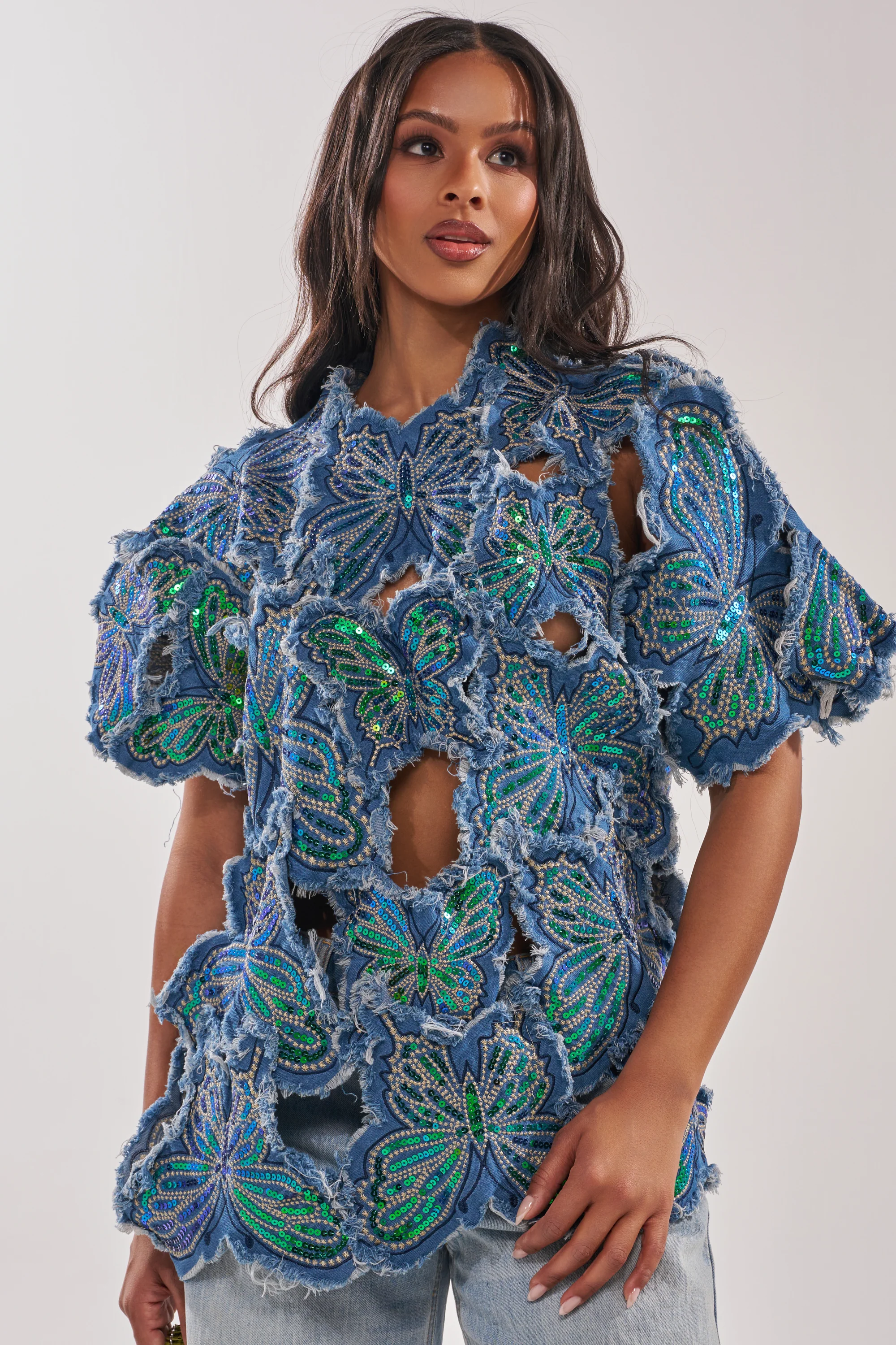 SPREAD YOUR WINGS DENIM TOP - Akira Store