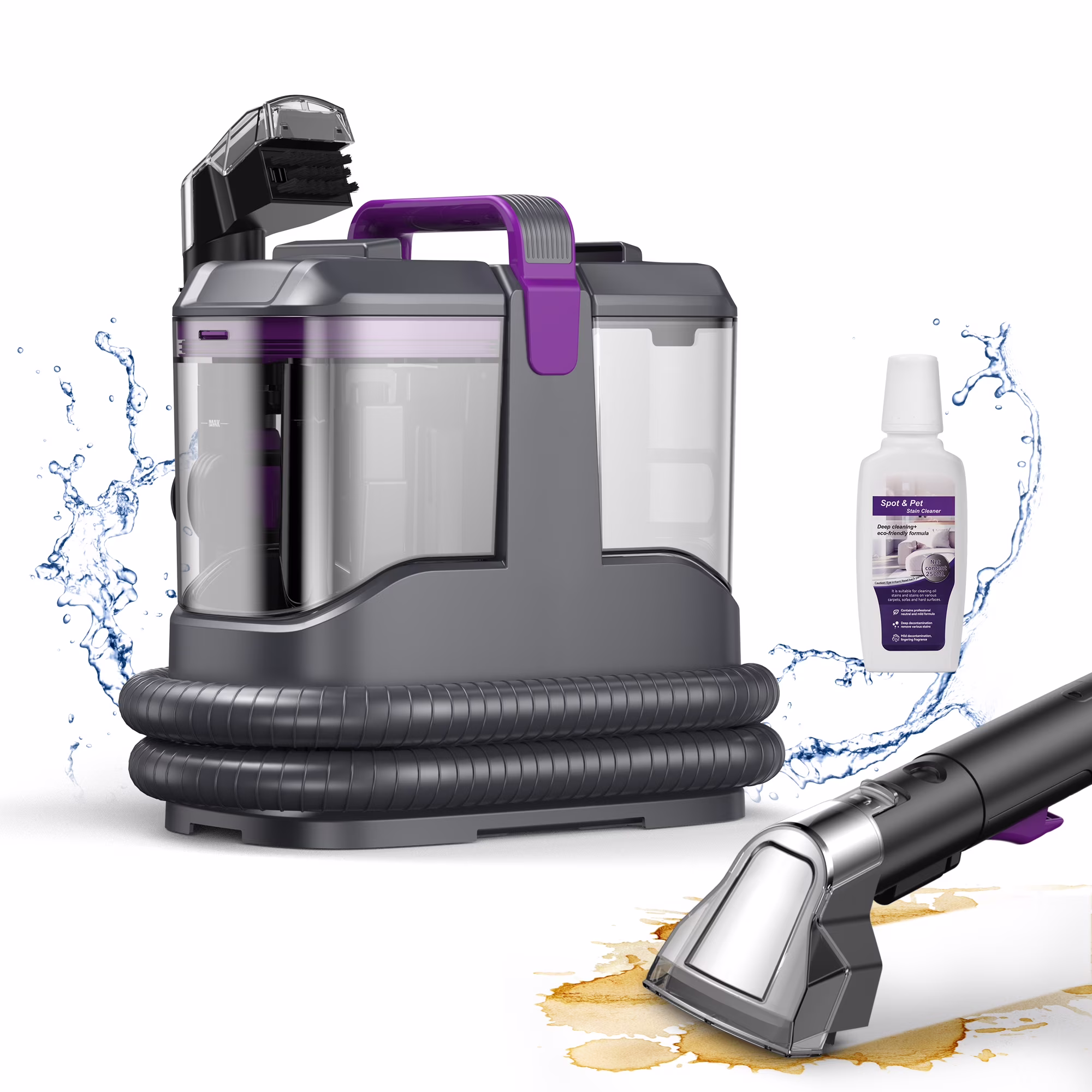 Portable Carpet and Upholstery Vacuum Cleaner, Includes 8.5oz Stain Lifter