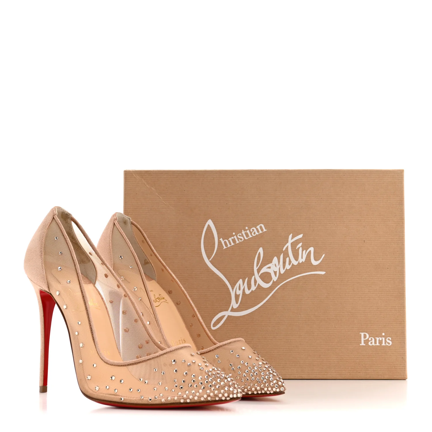 Suede Lame Crystal Strass Follies 100 Pumps  38.5 Light Silk