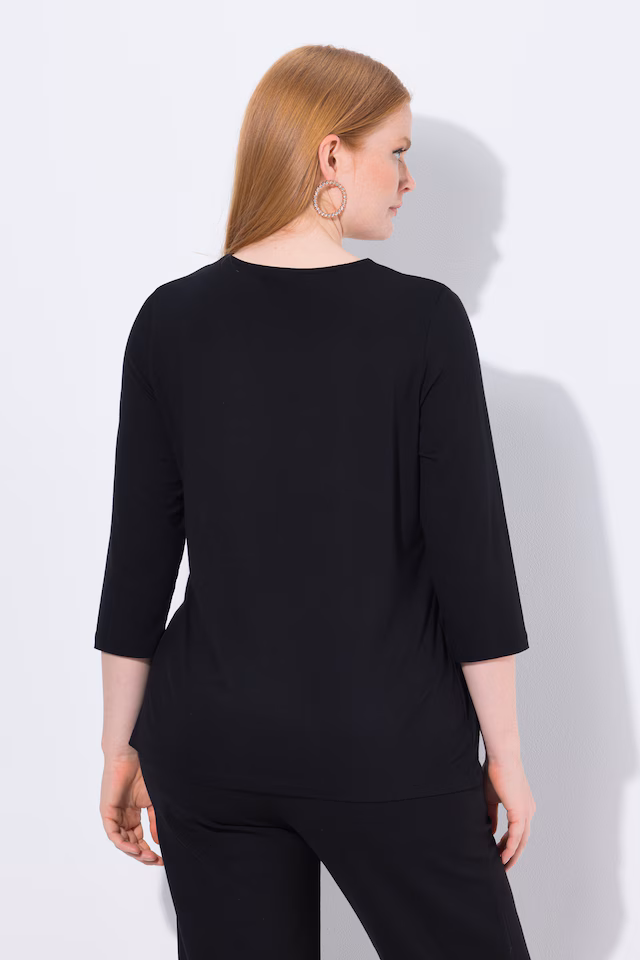 Rhinestone Neck 3/4 Sleeve Tee