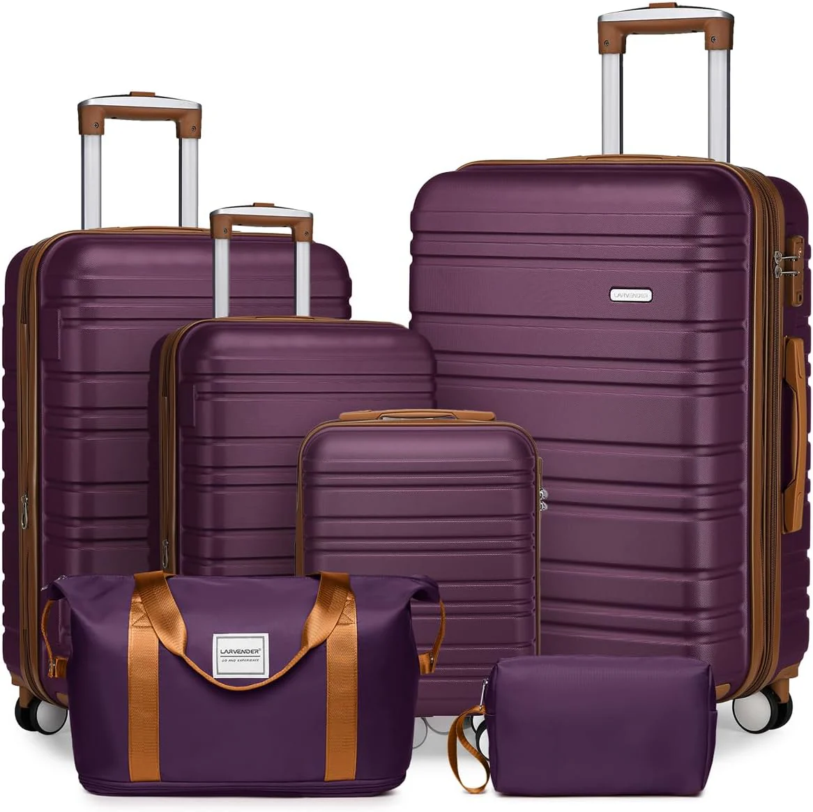 Ensemble de 6 valises, ensemble de valises rigides extensibles avec roulettes multidirectionnelles, ensemble de bagages à roulettes légers