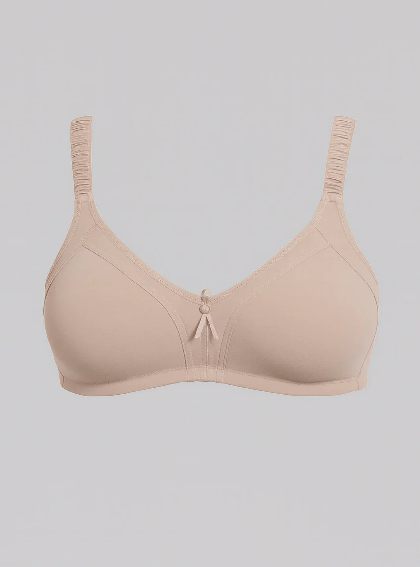 Soutien-gorge sans armatures en coton rose poudre
