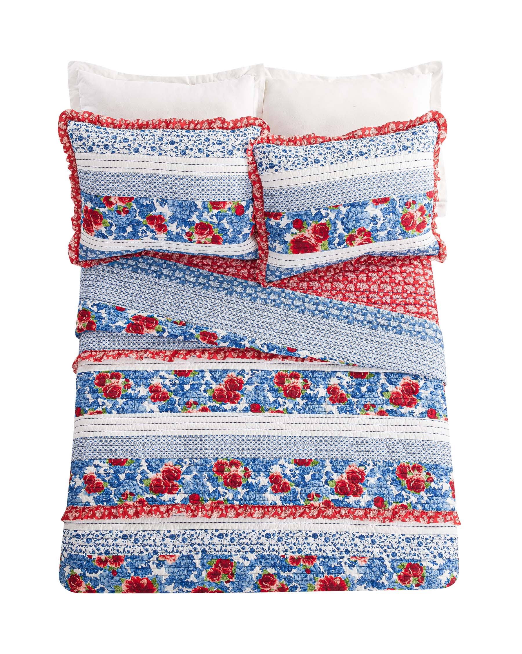 The Pioneer Woman Blue Heritage Floral Cotton King Quilt