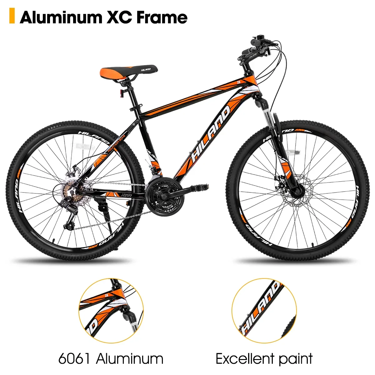 Hiland Mountain Bike, Multi-Spokes,Shimano 21 Speeds Drivetrain,Aluminum Frame 26 inch Wheels, Men's MTB Bicycle, White