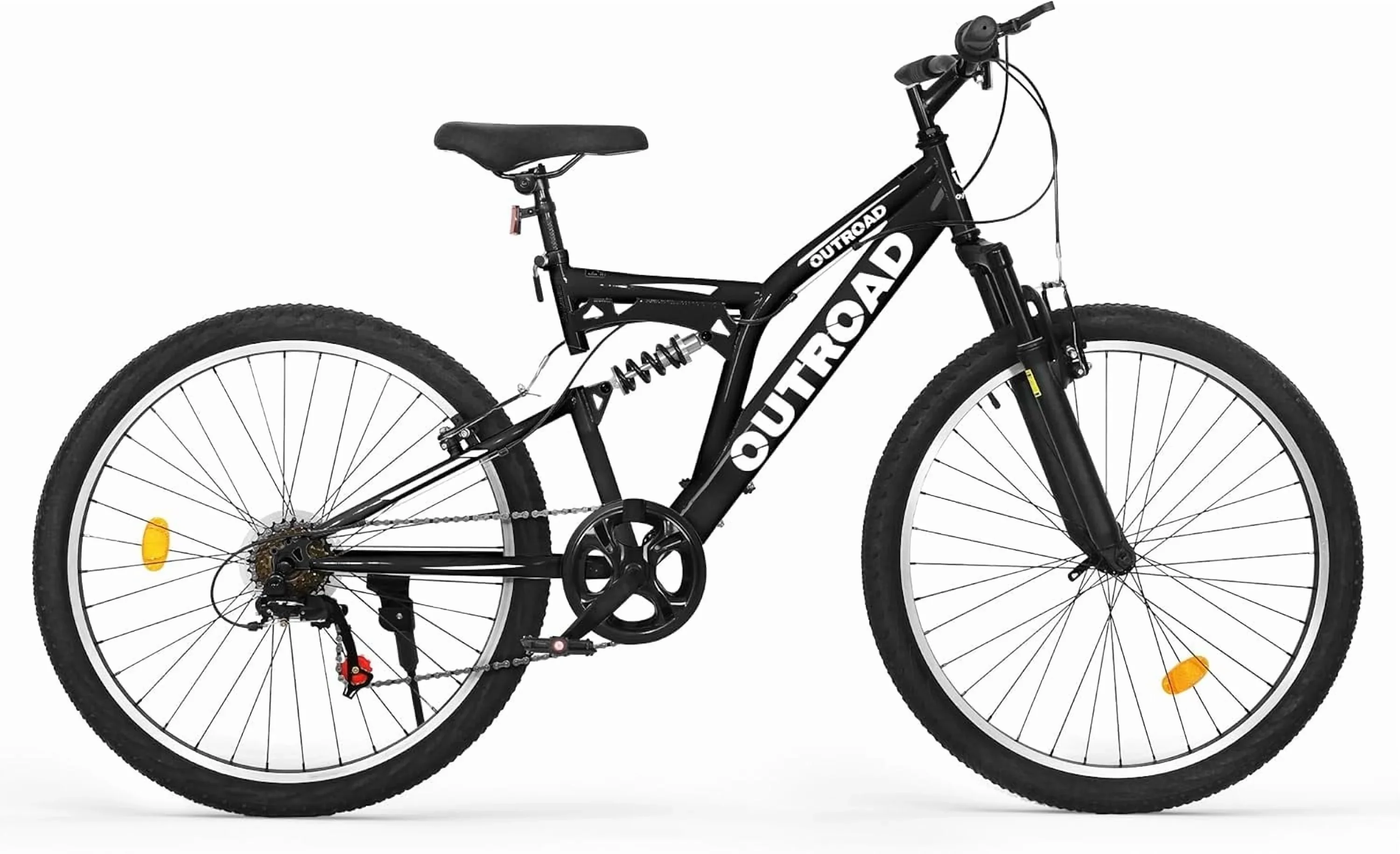 Marknig 26 inch Mountain Bike, 7 Speed Adult Bicycle with High-Carbon Steel Frame, Dual Disc & V-Brakes, Adjustable Seat for Men and Women,MTB with Shock Absorption System, Black