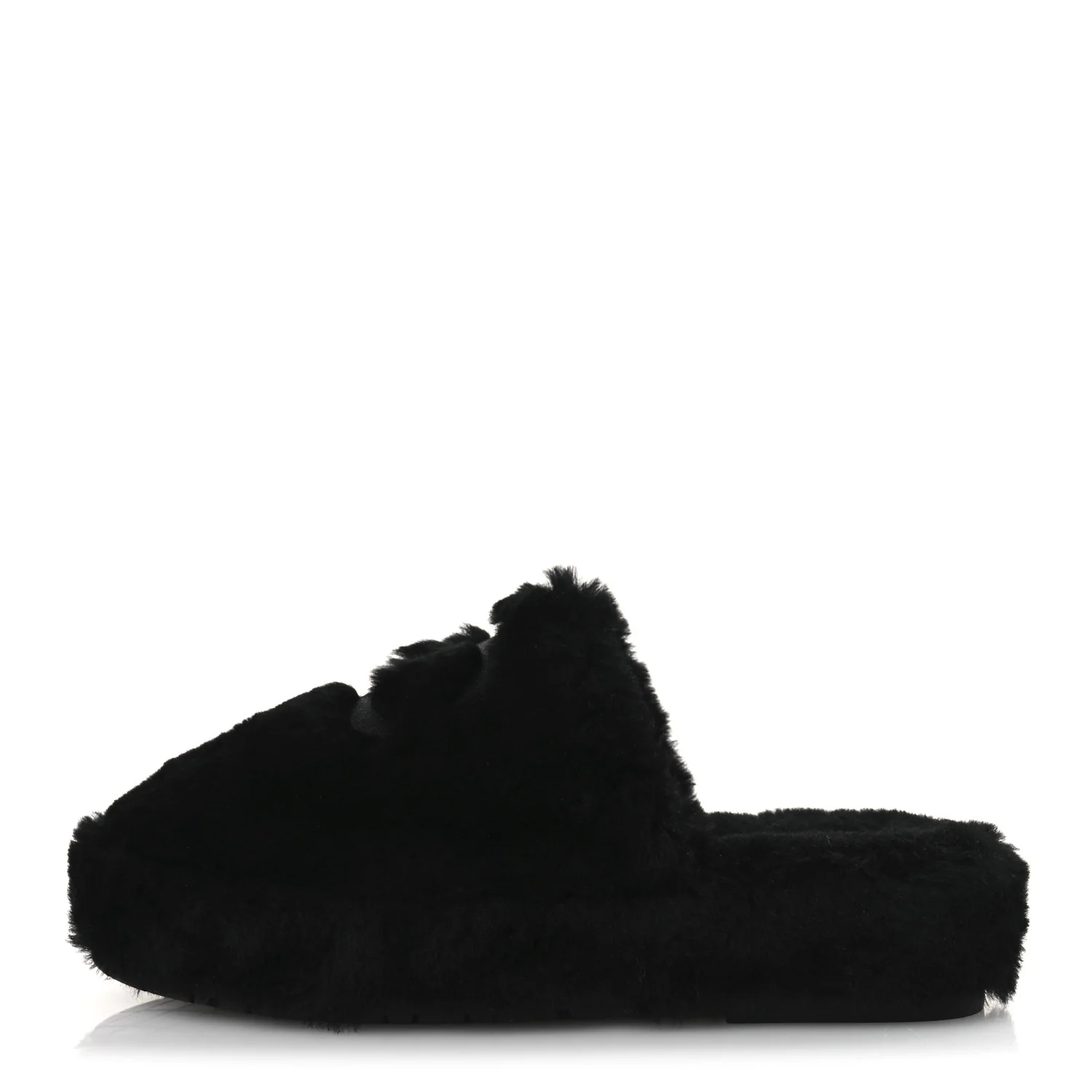Shearling CC Flat Mules 40 Black