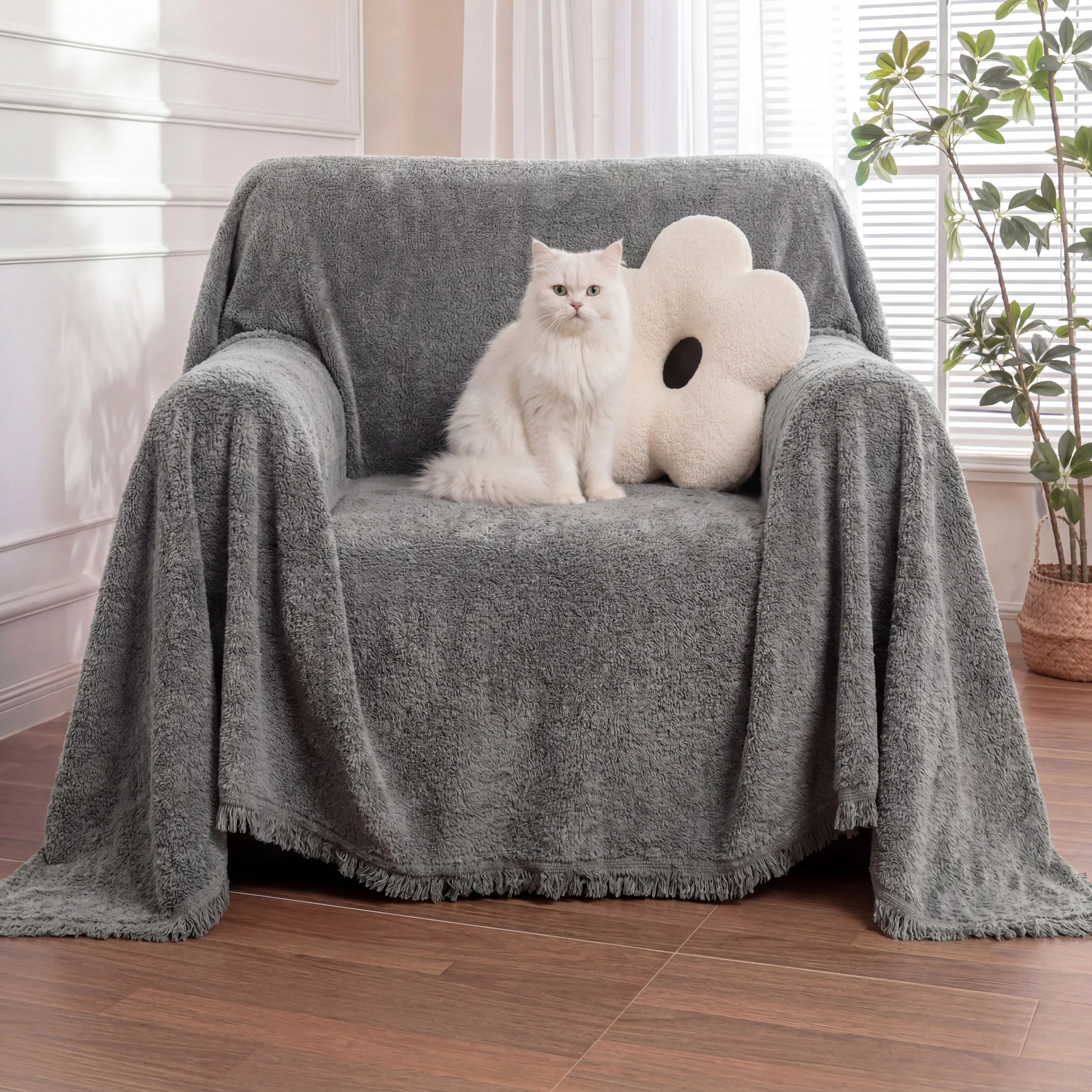 Soft Plush Water-resistant Multi-Purpose Furniture Protection Armchair Cover