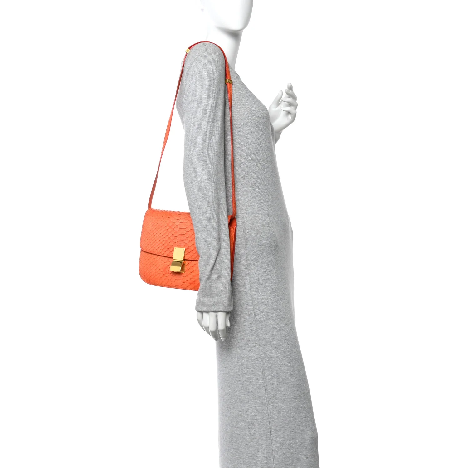 Snakeskin Medium Classic Box Flap Orange