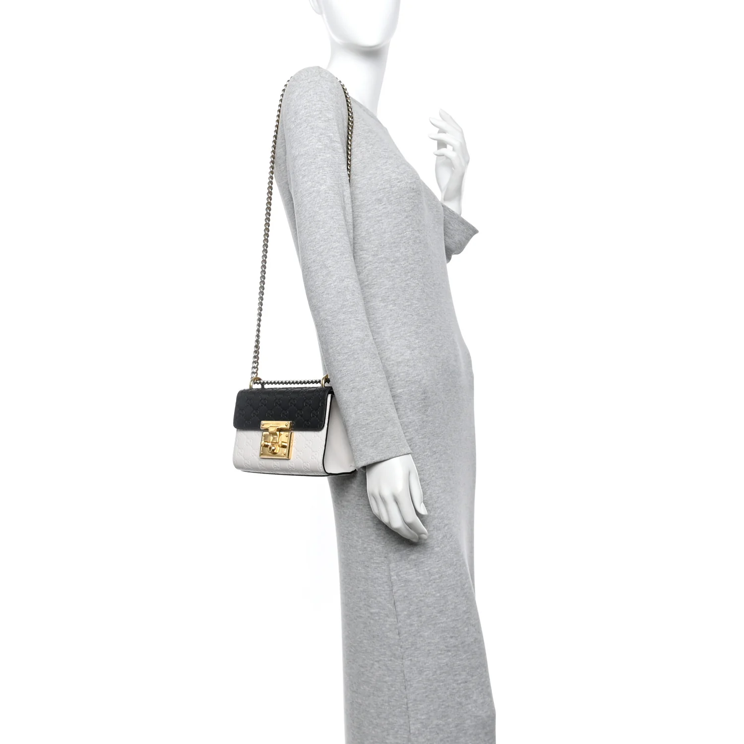 Guccissima Small Padlock Shoulder Bag Black White