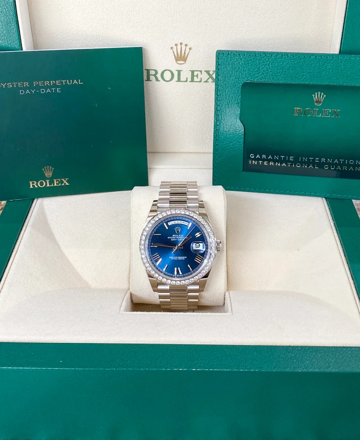 [Super Clone]RLX  Day-Date 40mm 228349RBR-0005 Bright Blue Dial President Bracelet