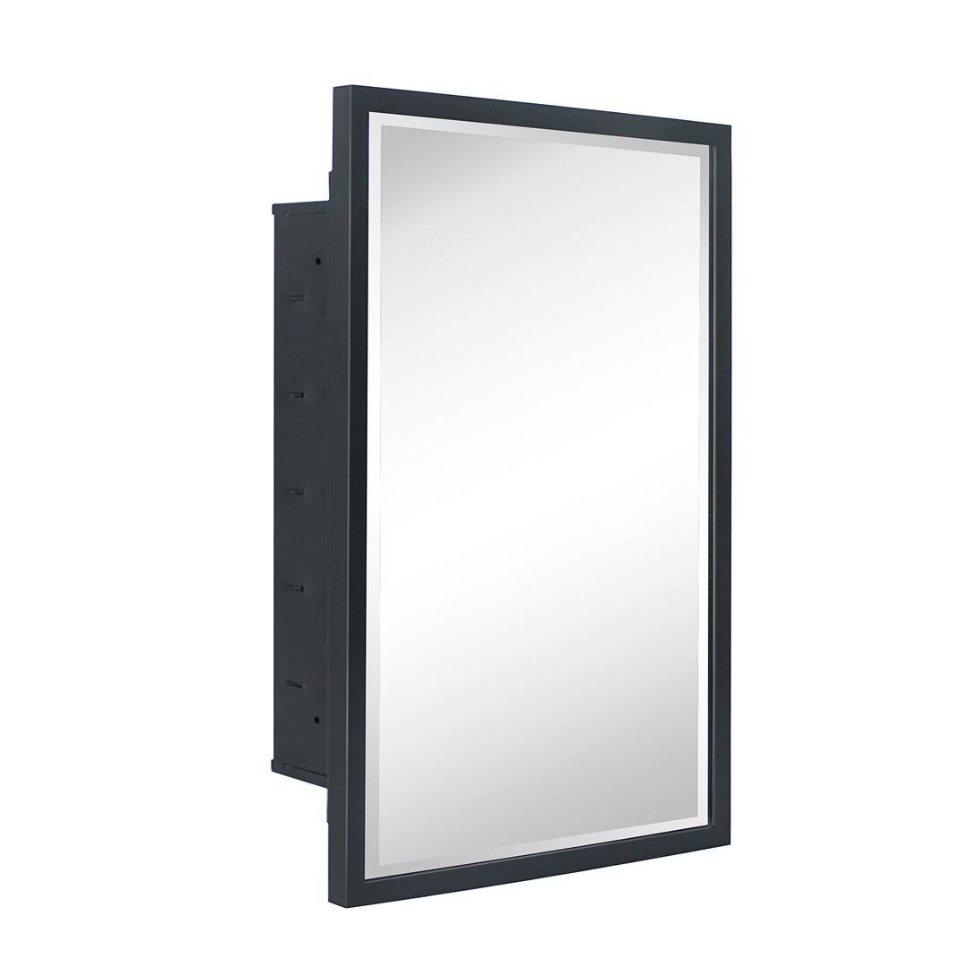 Ebern Designs 423205828B184B1CB6646F4D3D31B555 Recessed Framed Bathroom Medicine Cabinet with Mirror Finish: Black