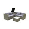 5 Piece Patio Furniture Sets, Outdoor Conversation Sets with Glass Coffee Table, Wicker Rattan Sectional Sofa Couch with Storage Bench, Ottomans Cushions for Garden, Pool, Backyard, Gray(4 Piece Gray) Image 4