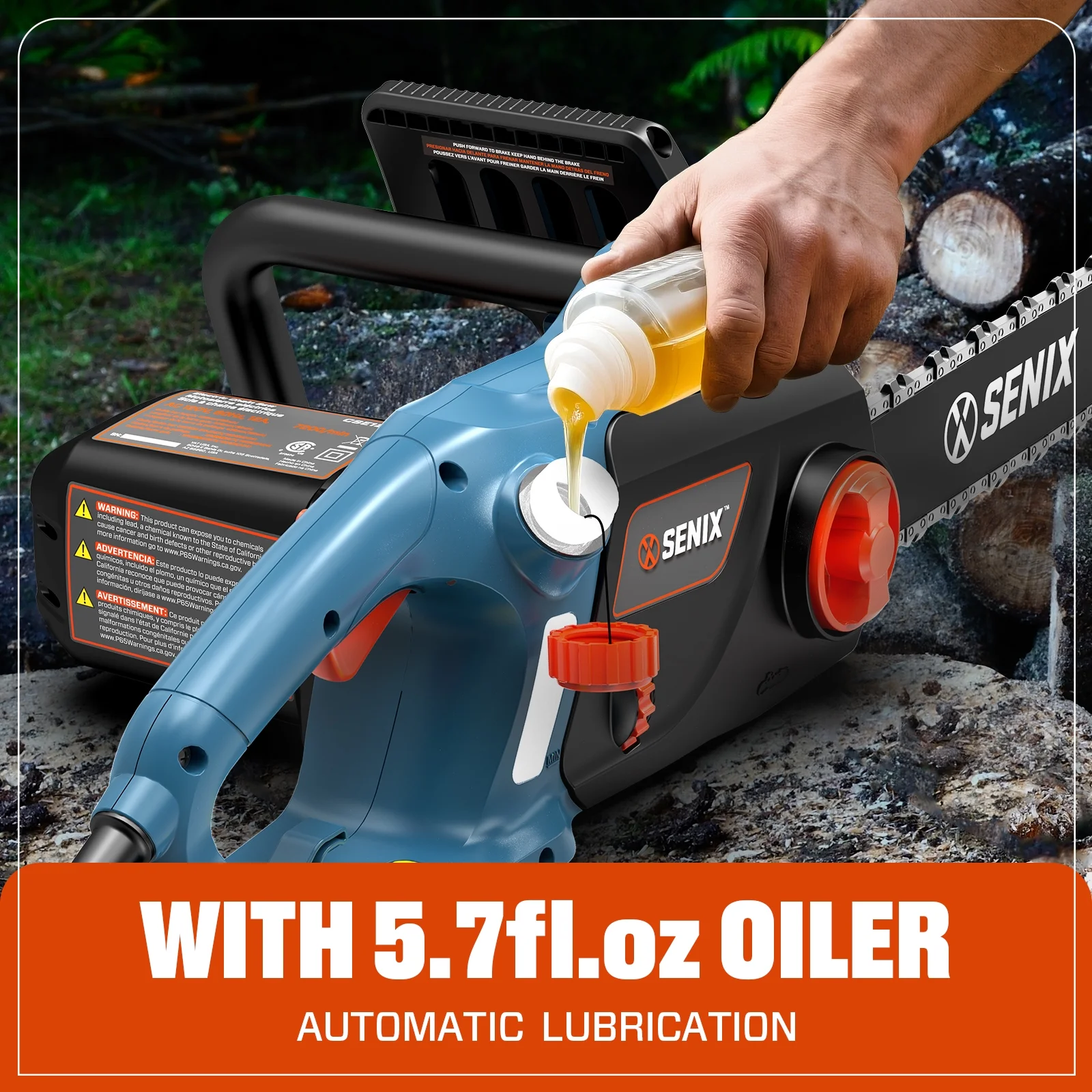 15 Amp Electric Corded Chainsaw, 18-Inch Bar and Chain, Automatic Oiler, Tool-Free Chain Tension, CSE15-M - Image 5