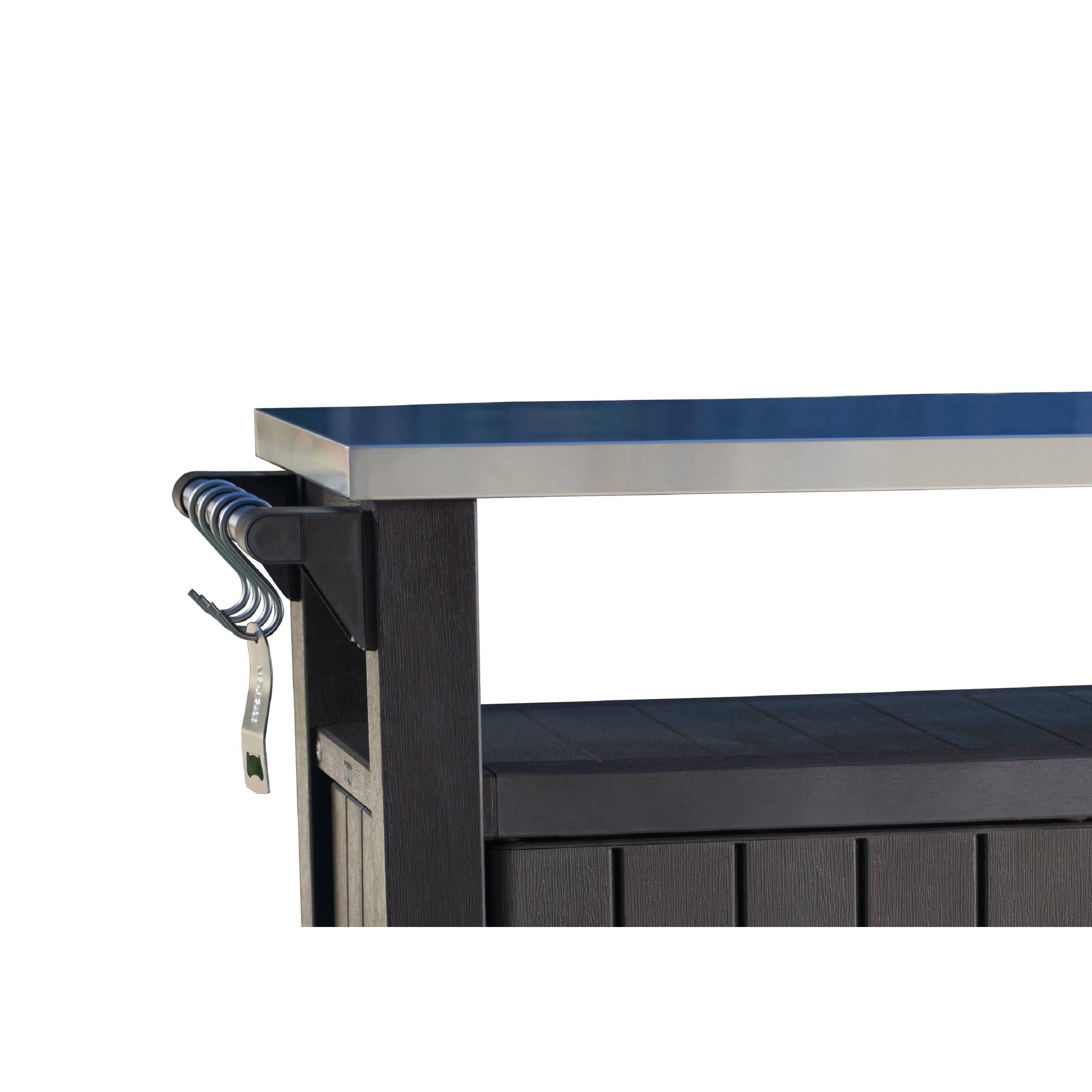 Keter Unity XL Portable Outdoor Table and Storage Cabinet with Hooks F