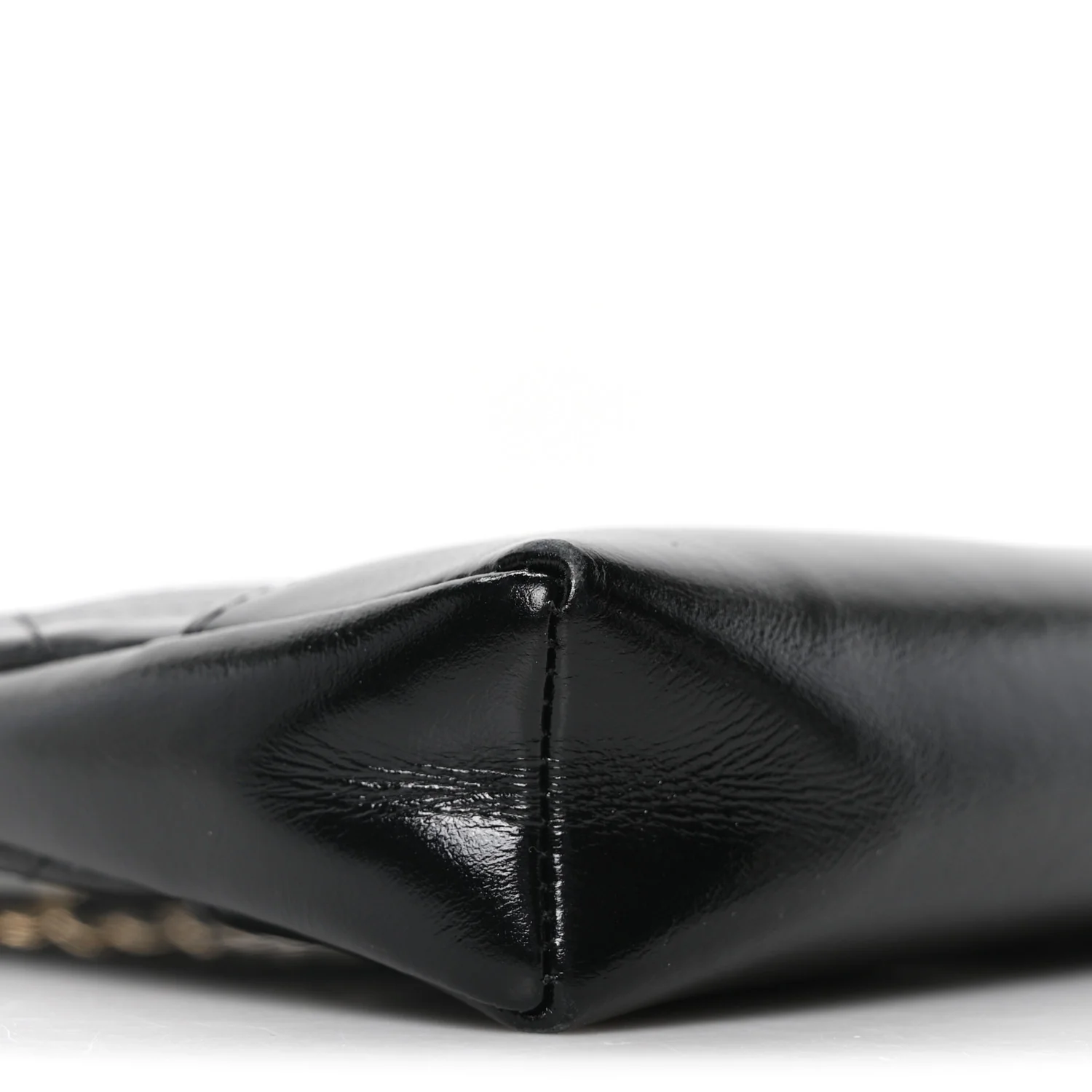 Shiny Crumpled Calfskin Quilted Nano 31 Shopping Bag Black