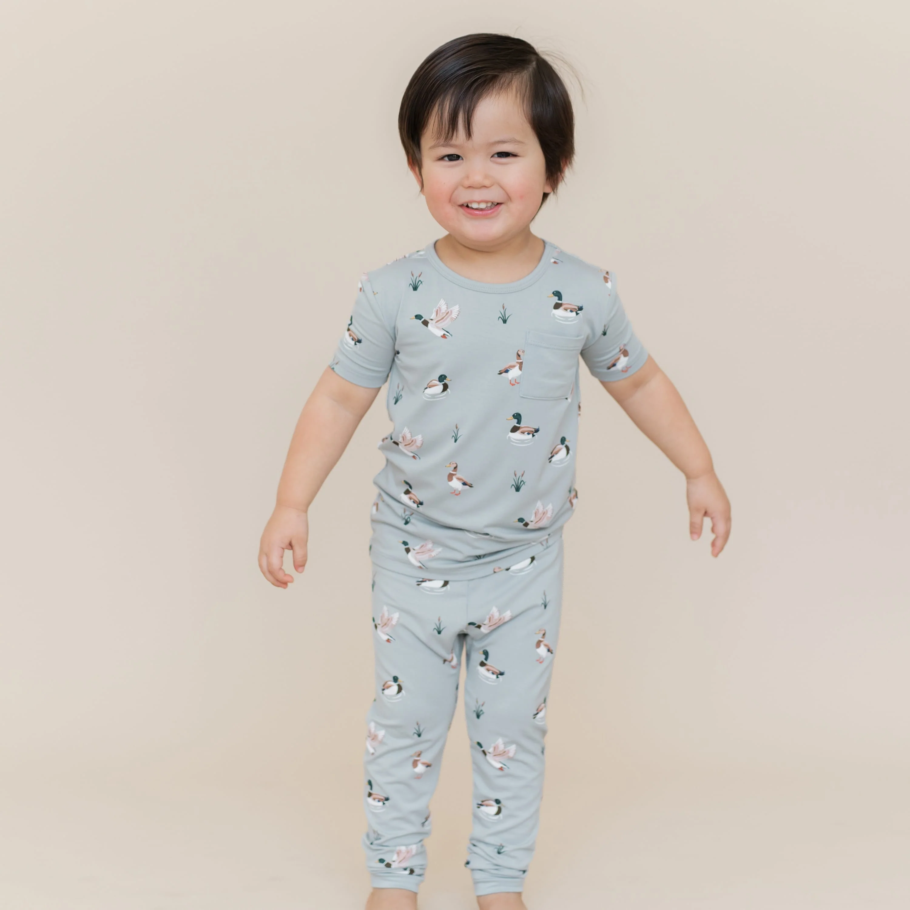 Short Sleeve with Pants Pajamas in Mallard Duck