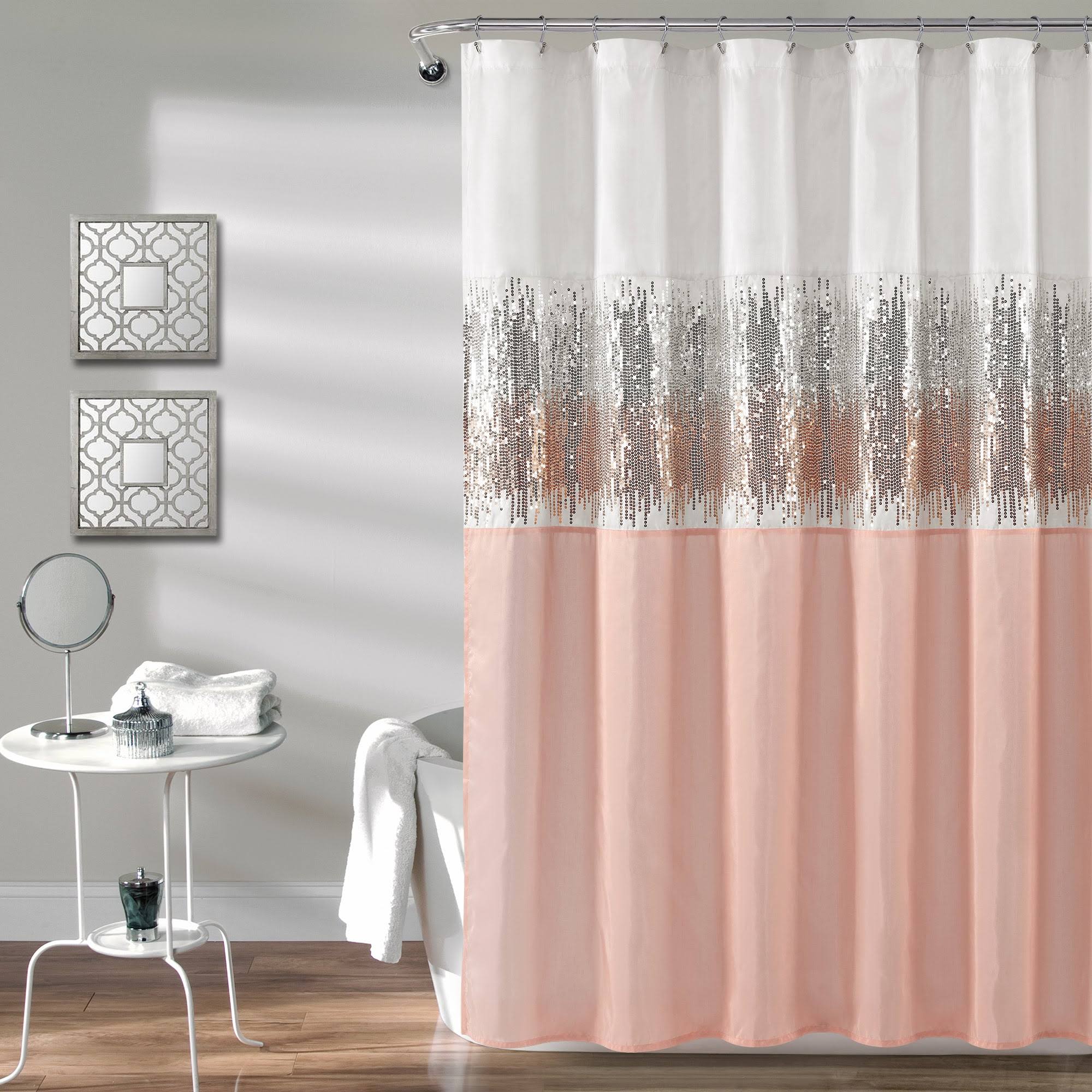 Lush Decor Night Sky Shower Curtain White / Blush
