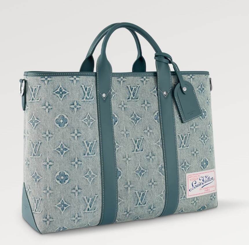 Louis Vuitton バッグ《Weekend》ブルー レザー ロゴ 直営店 M22537