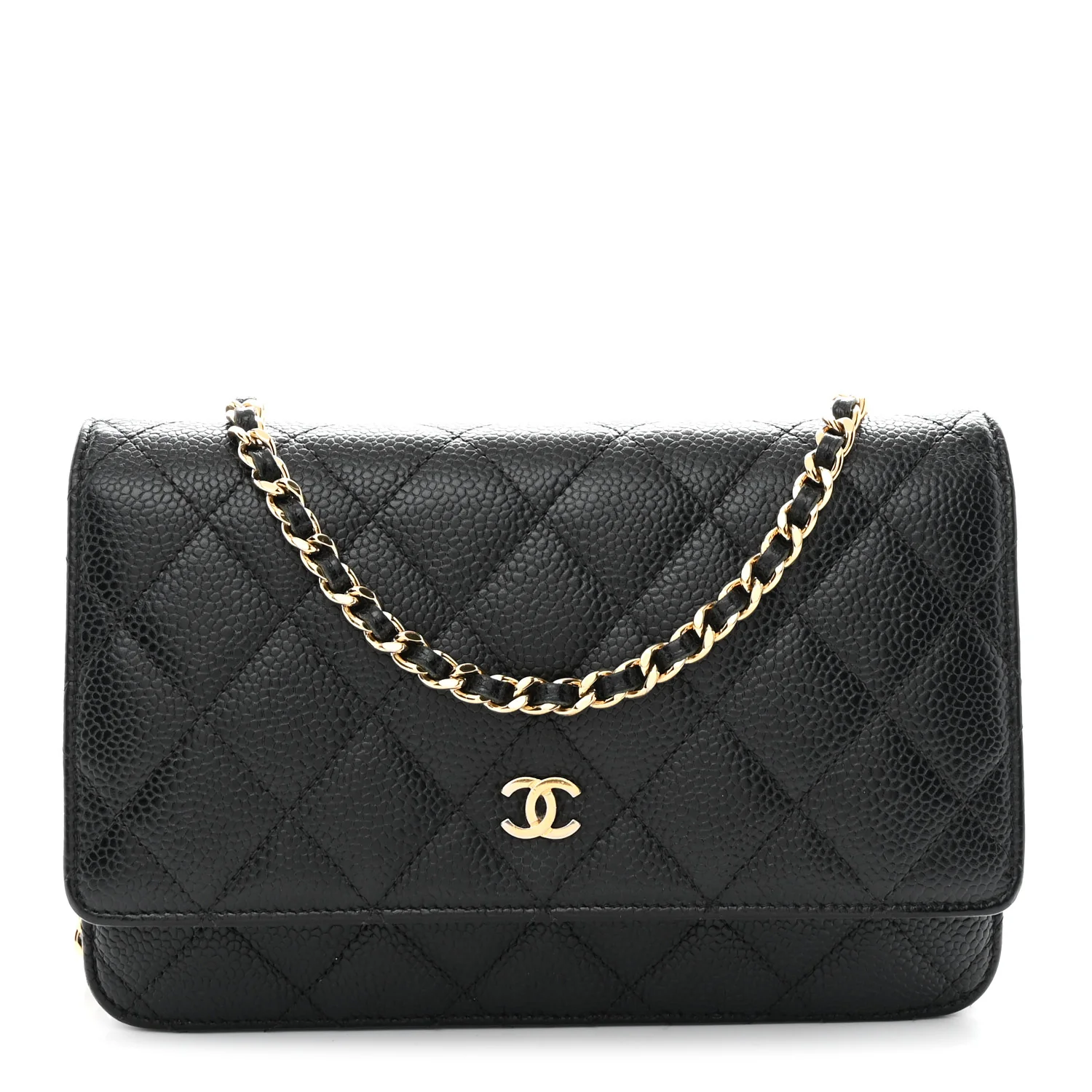Caviar Quilted Wallet on Chain WOC Black