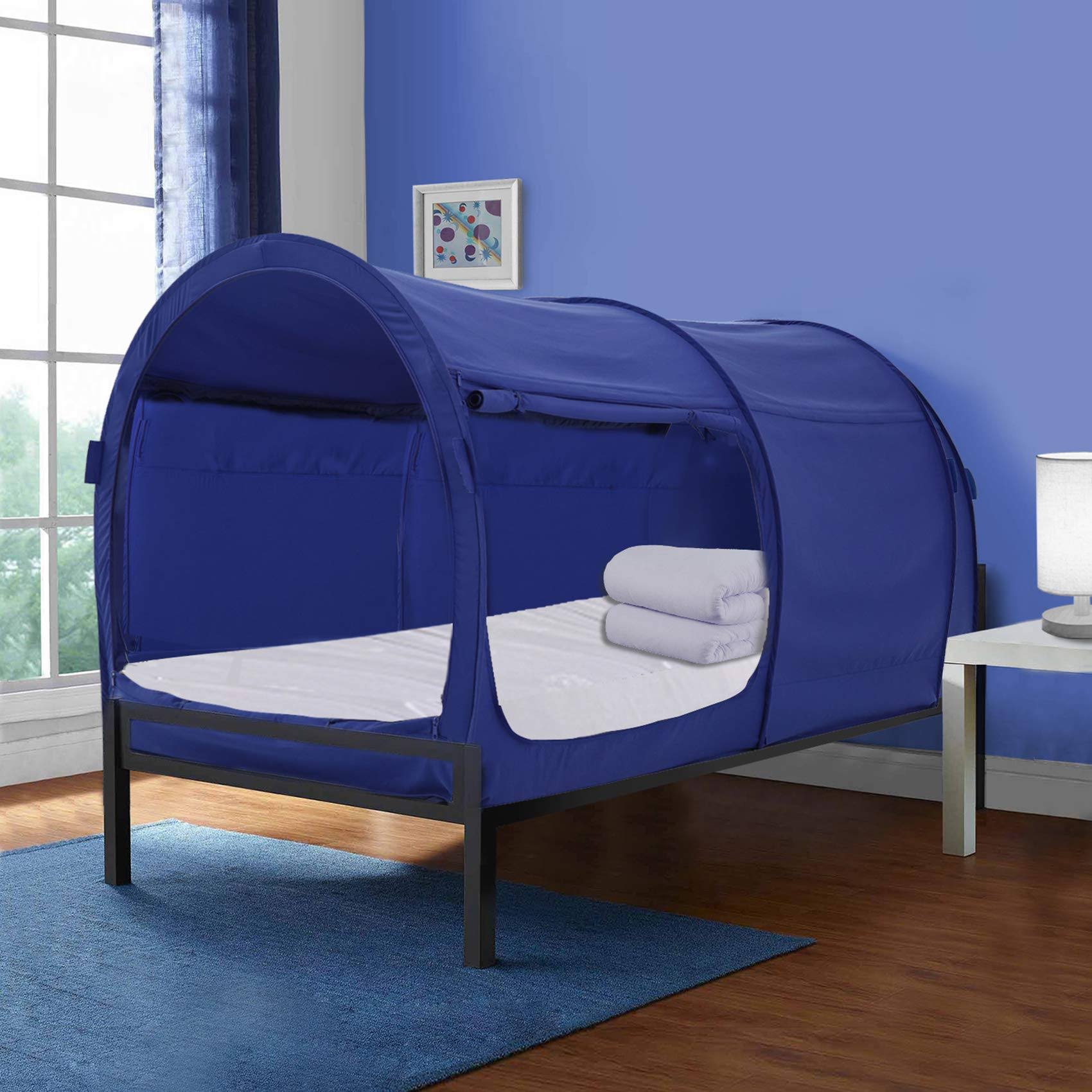 Alvantor Bed Canopy Tents Dream Privacy Space Twin Size Sleeping Tents Indoor Pop Up Portable Frame Curtains Breathable Navy Co