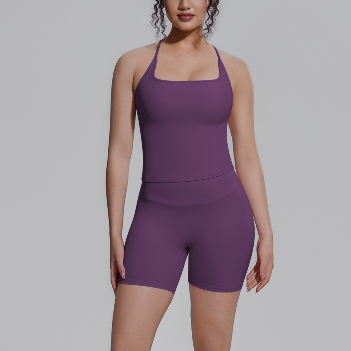 Short two-piece sports running fitness yoga outfit set