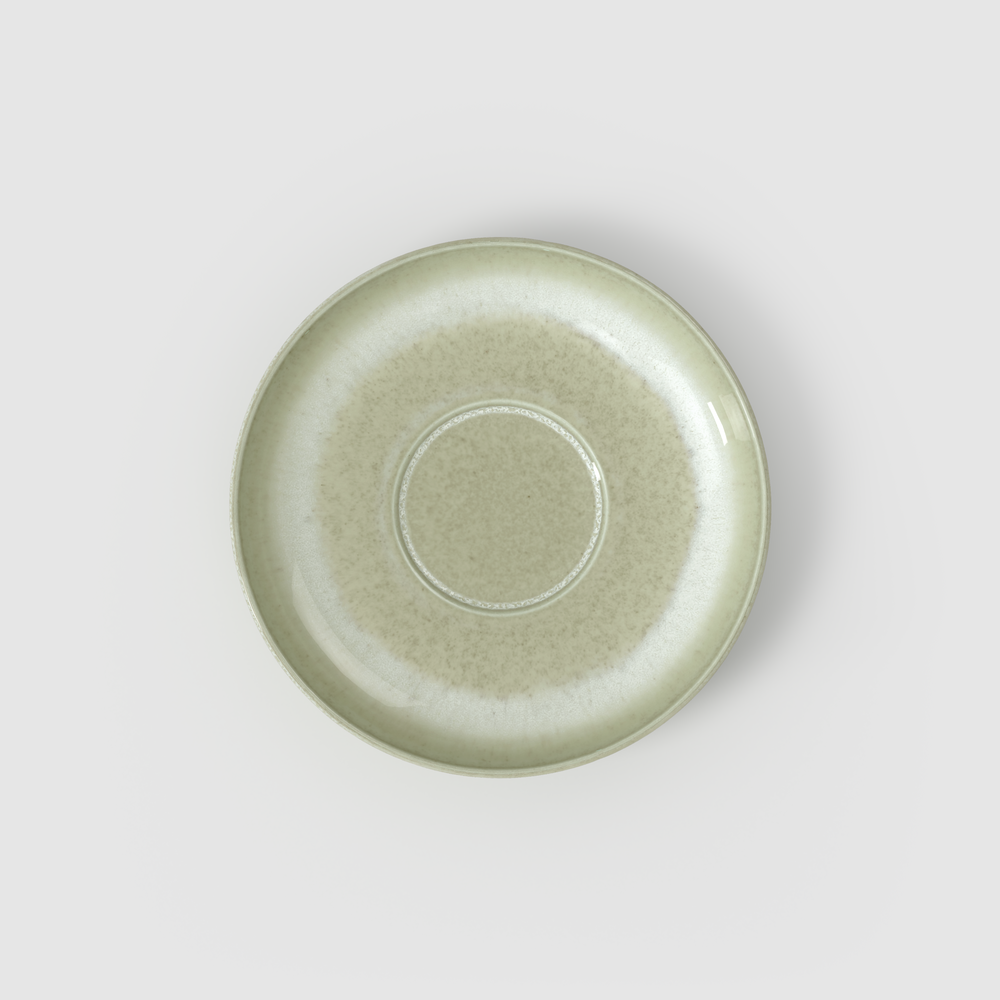 Perlemor Coffee cup saucer - Green, 6.4'', Premium Porcelain