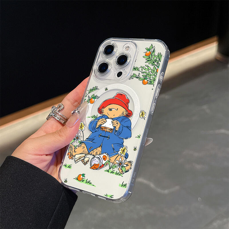 New Apple phone case, transparent magnetic bear phone case, compatible with Apple 11, 12, 13, 14, 15, 16, 17 Pro and Pro Max models - wanlinfang