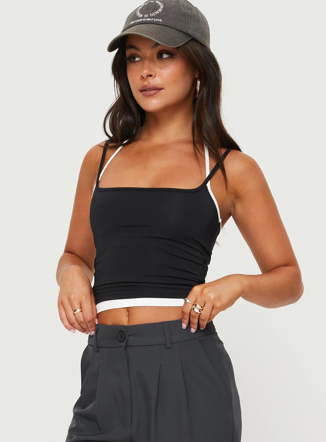 Premier Layered Tank Top Black