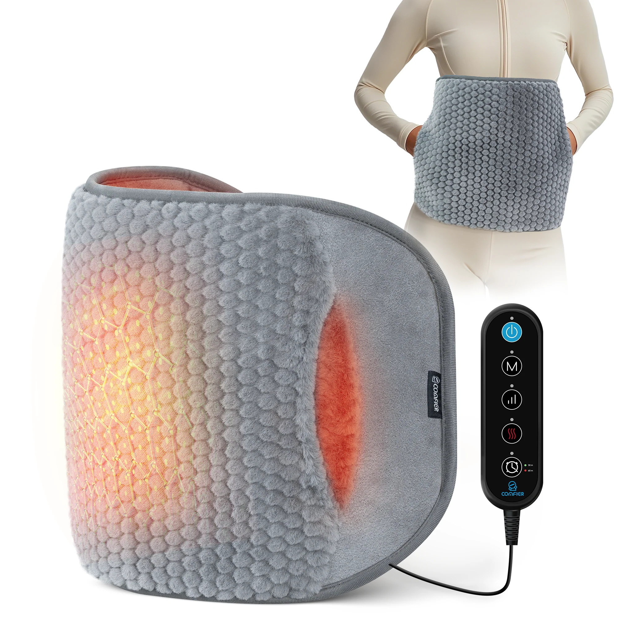 Plush Fabric Heating-Vibrating Massage Mat - 6413