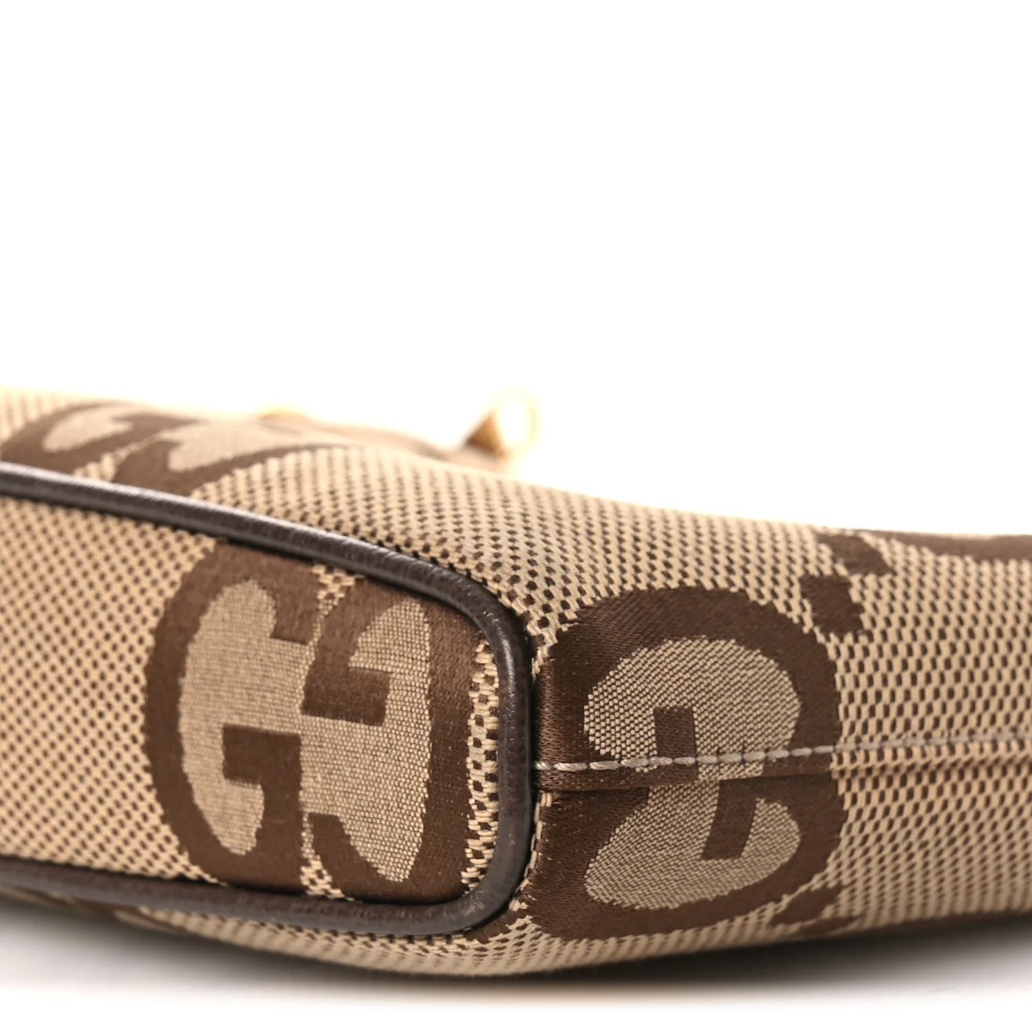 Monogram Jumbo GG Textured Dollar Calfskin Web Wristlet Messenger Bag Camel Ebony New Acero