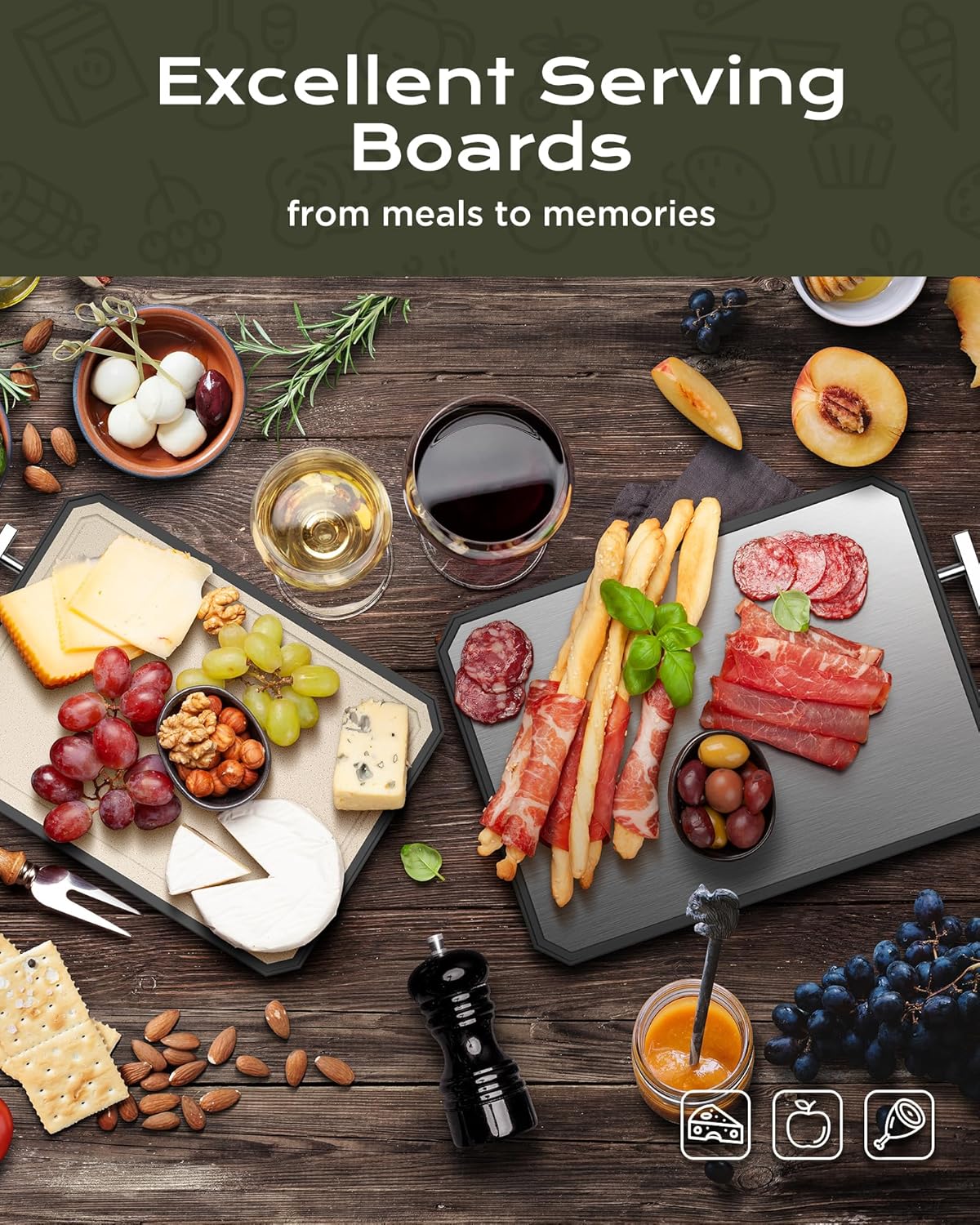 SNOWCLAD Stainless Steel Cutting Board, Non-Toxic chopping board for kitchen