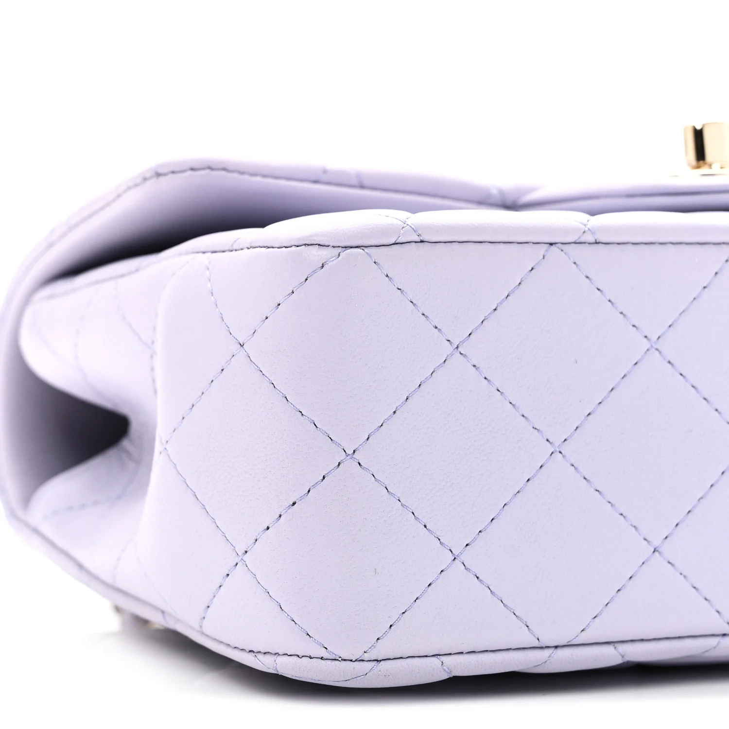 Lambskin Quilted Mini Top Handle Rectangular Flap Light Purple