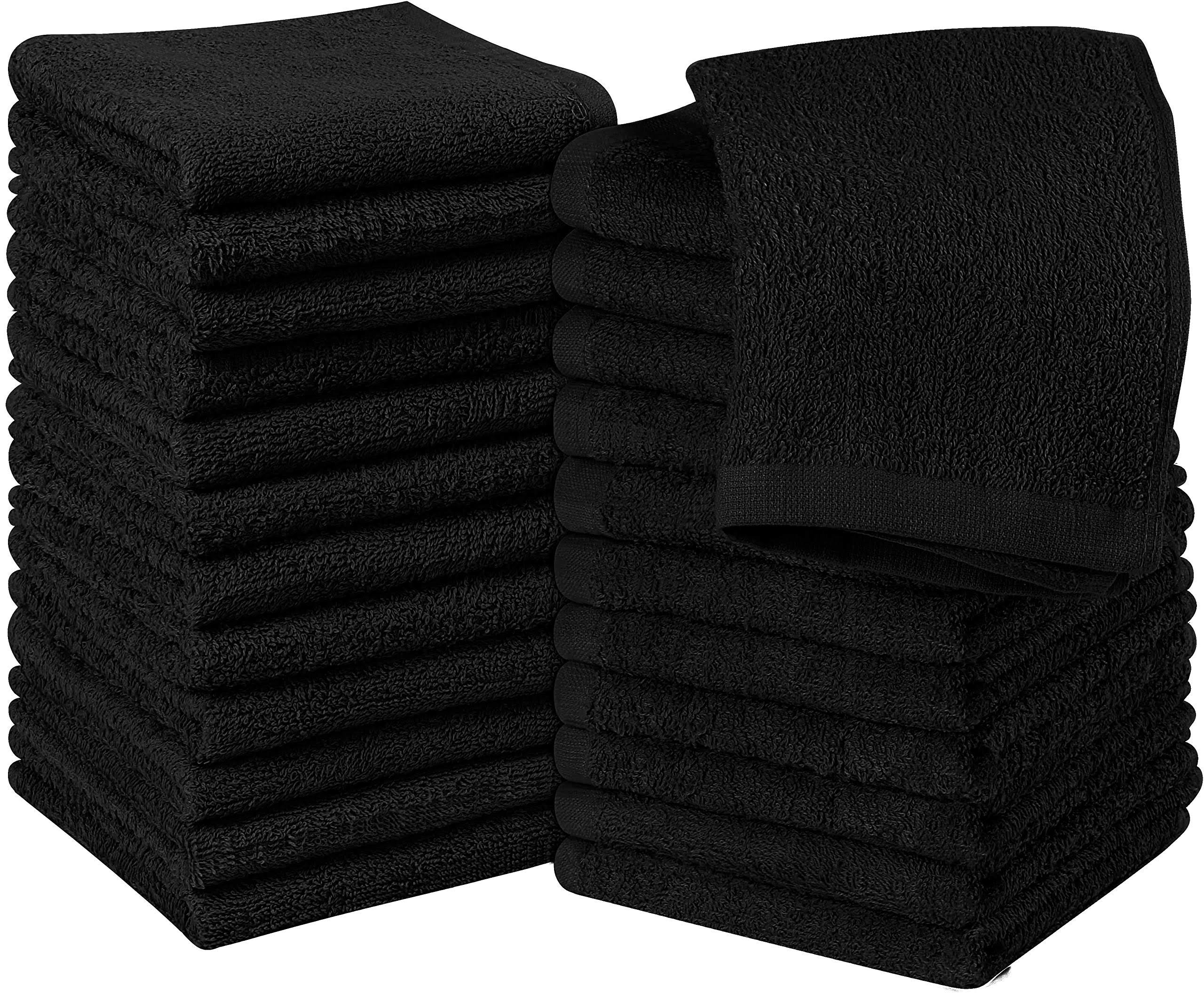 Utopia Towels Cotton Black Washcloths Set - Pack of 24-100% Ring Spun Cotton, Premium Quality Flannel Face Cloths, Highly Absorbent and Soft Feel