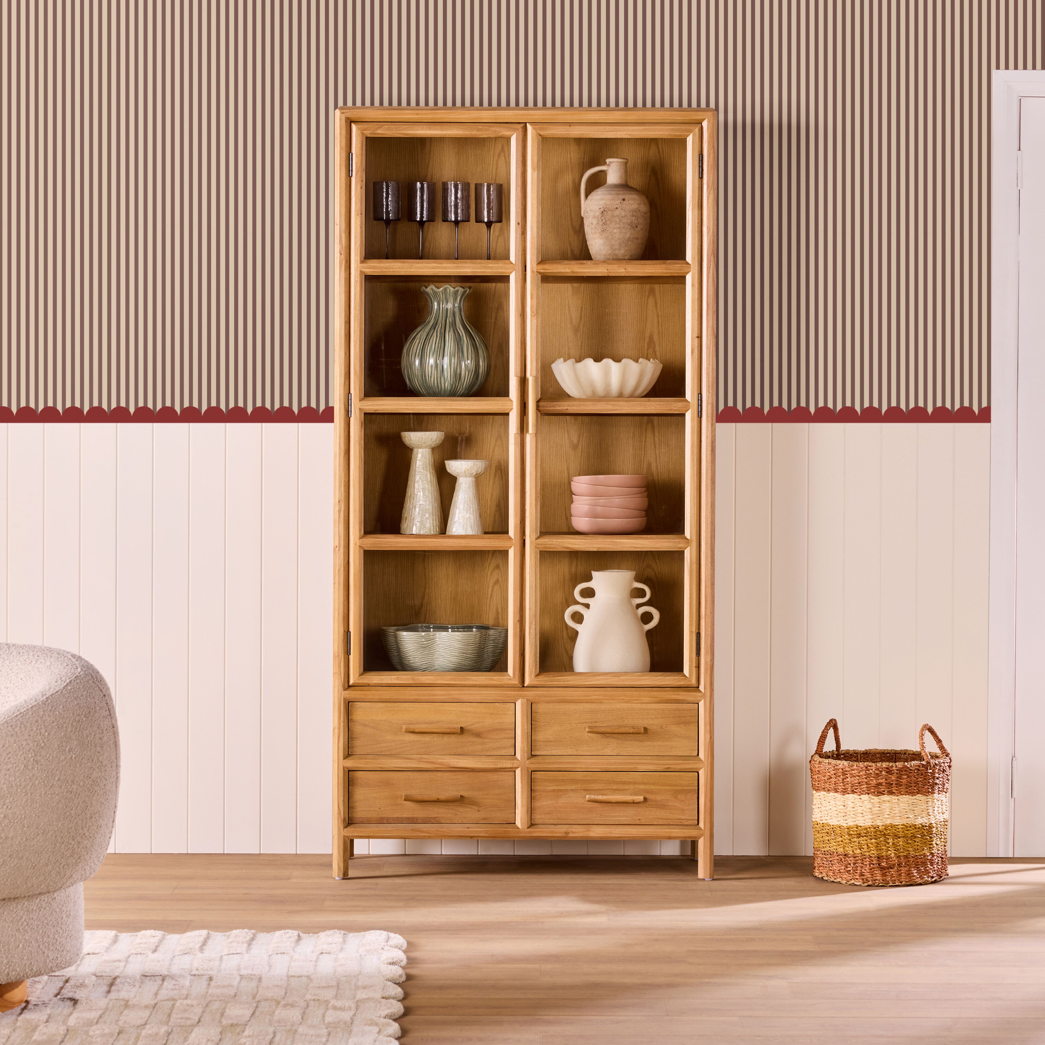 Marlie Elm Display Cabinet
