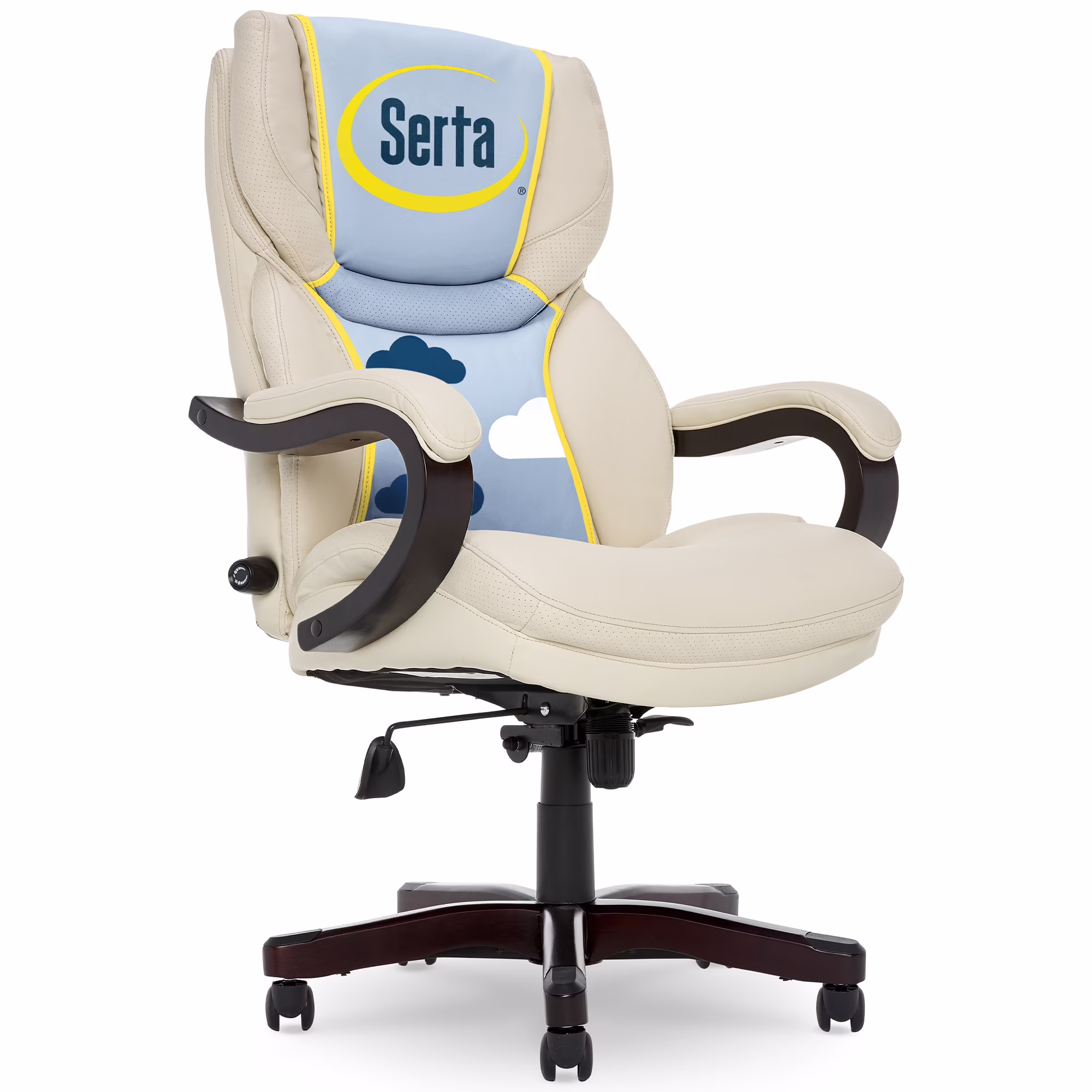 Serta Conway Big  Tall Office Chair, Ergonomic Adjustable Lumbar, Semi Plush Cushion, Body Pillows, Brown(Chestnut Brown)
