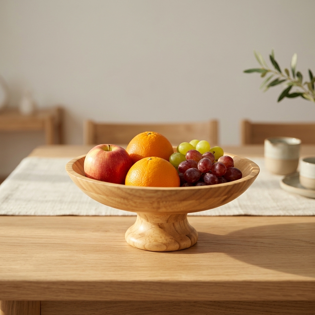 Durable Large Bamboo Classic Eco-friendly Kitchen Counter Organizer Sturdy Footed Handcrafted Wood Bowl Bulk