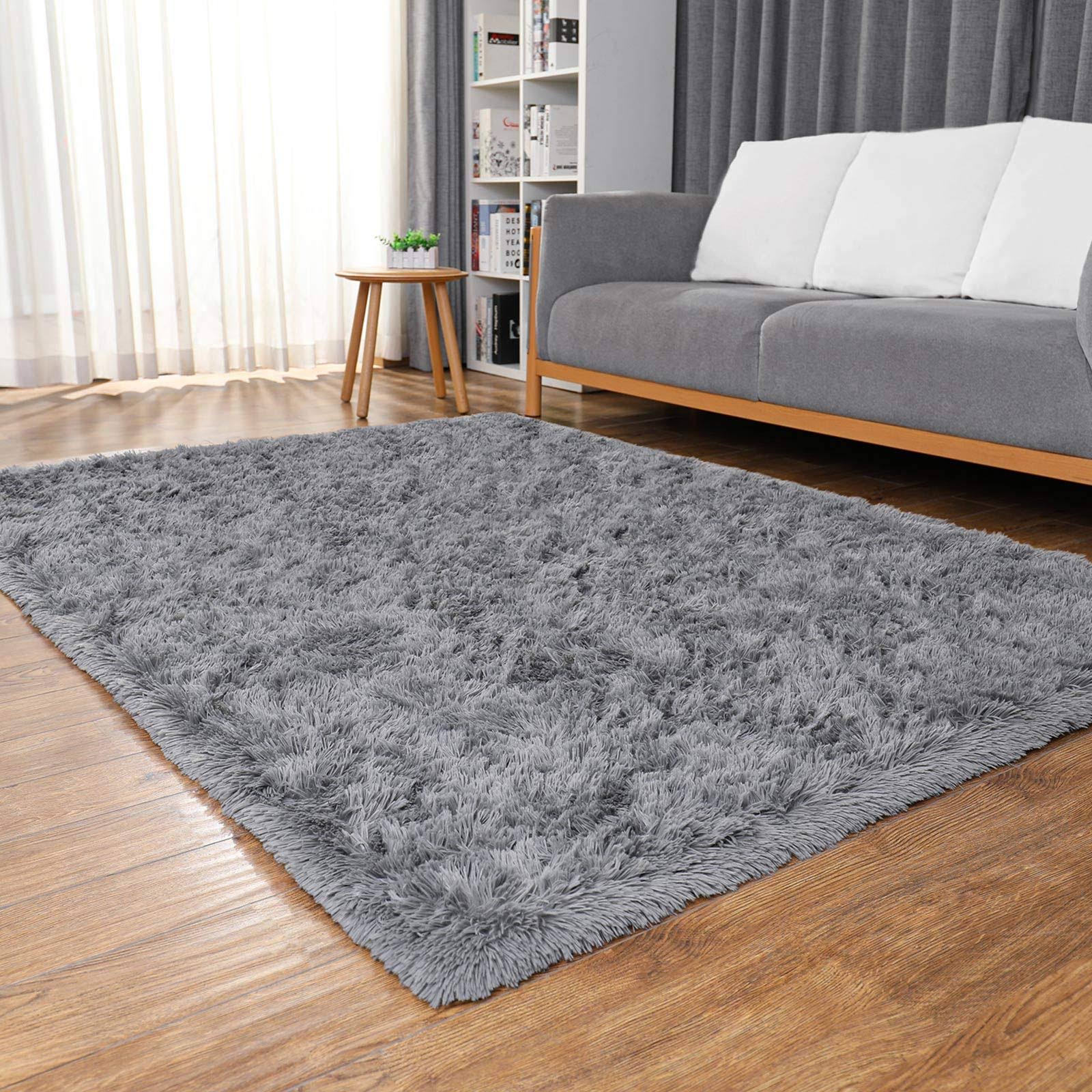 Ophanie Grey Rugs for Bedroom Dorm, Fluffy Fuzzy Soft Carpet, Plush Shaggy Bedside Area Rug, Indoor Floor Living Room Carpet for Kids Girls Boys