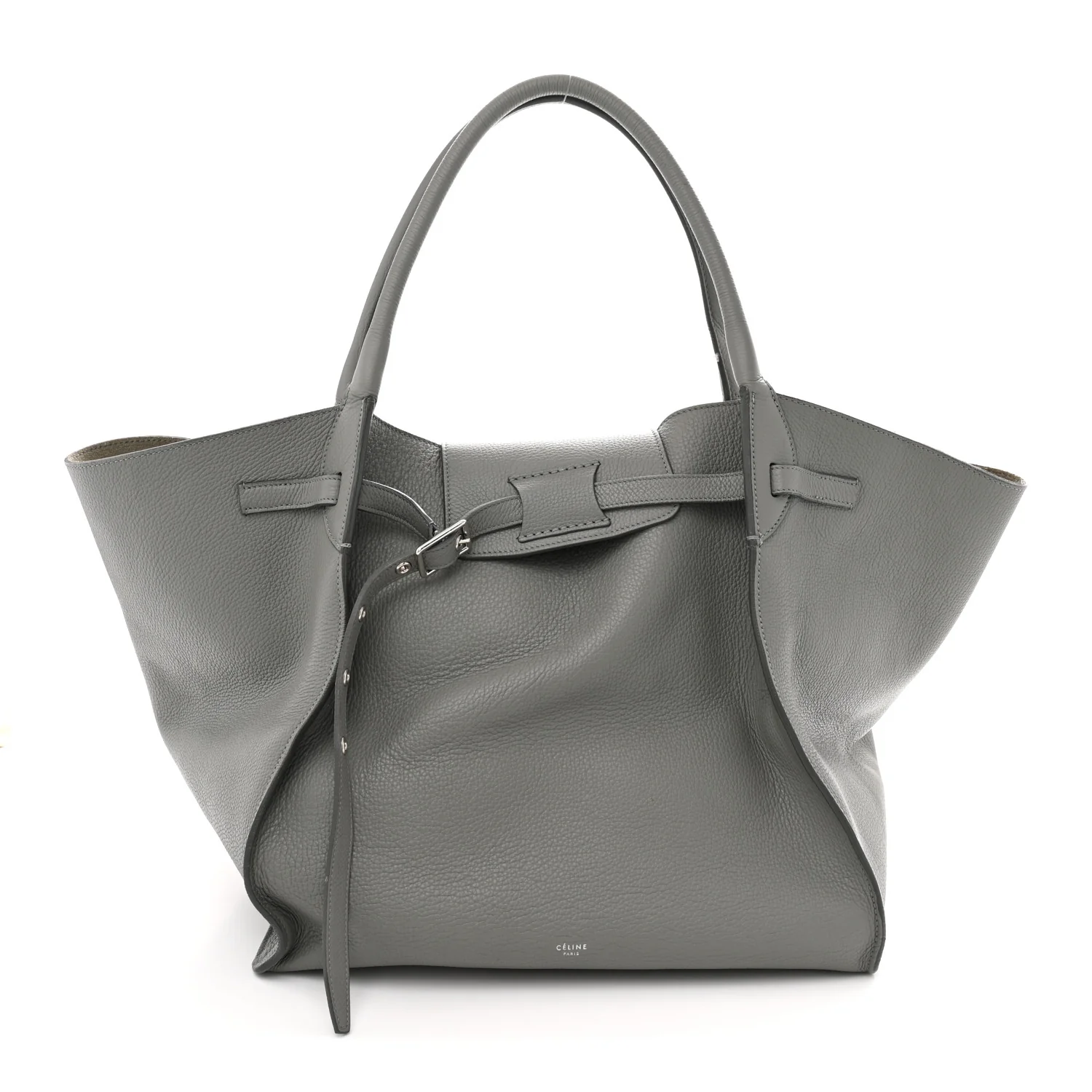 Supple Grained Calfskin Medium Big Bag Grey