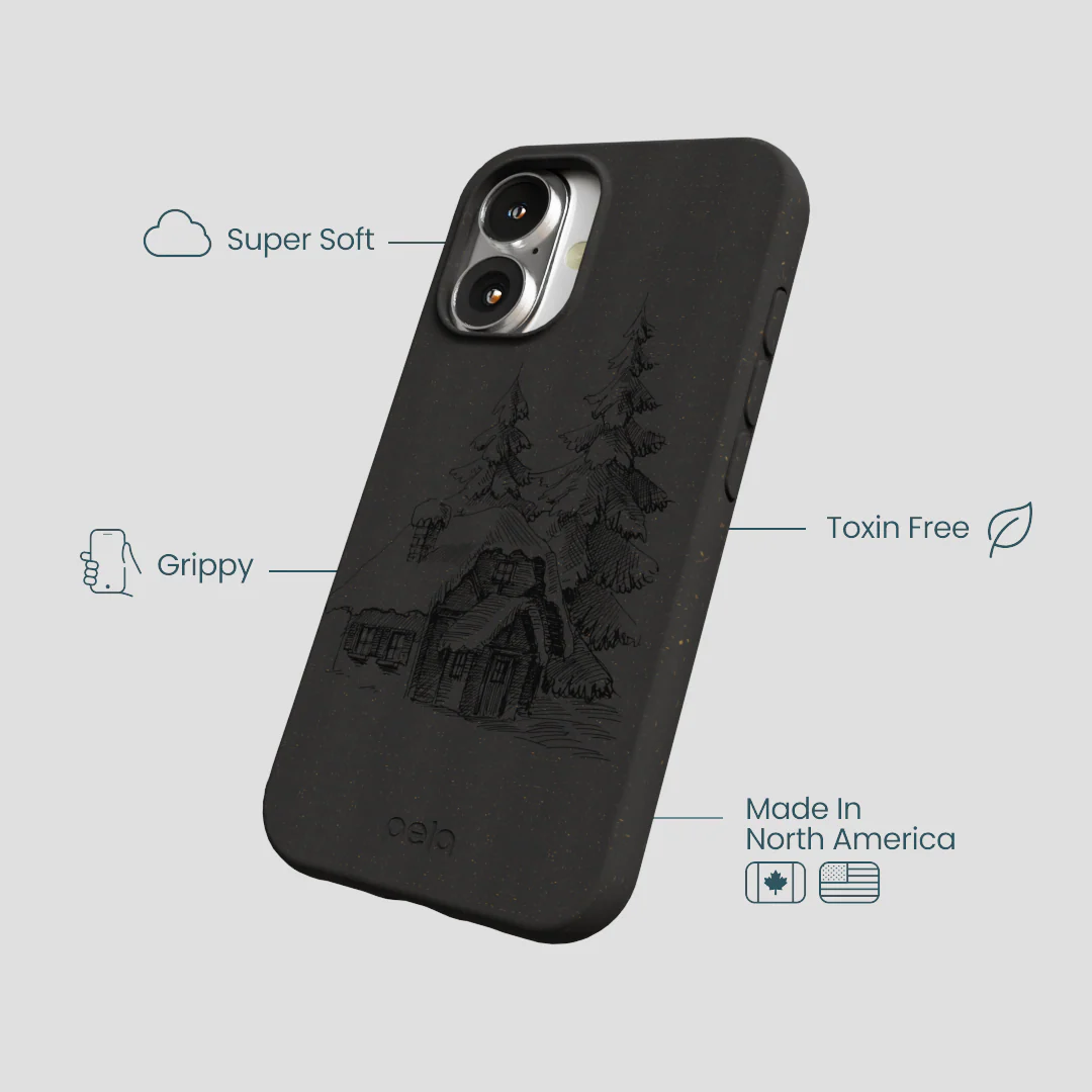 Black Lone Cabin iPhone 16 Case