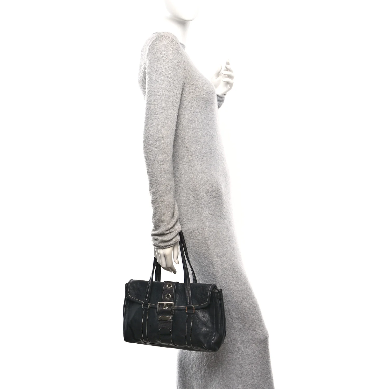 Calf Pocket Shoulder Bag Black