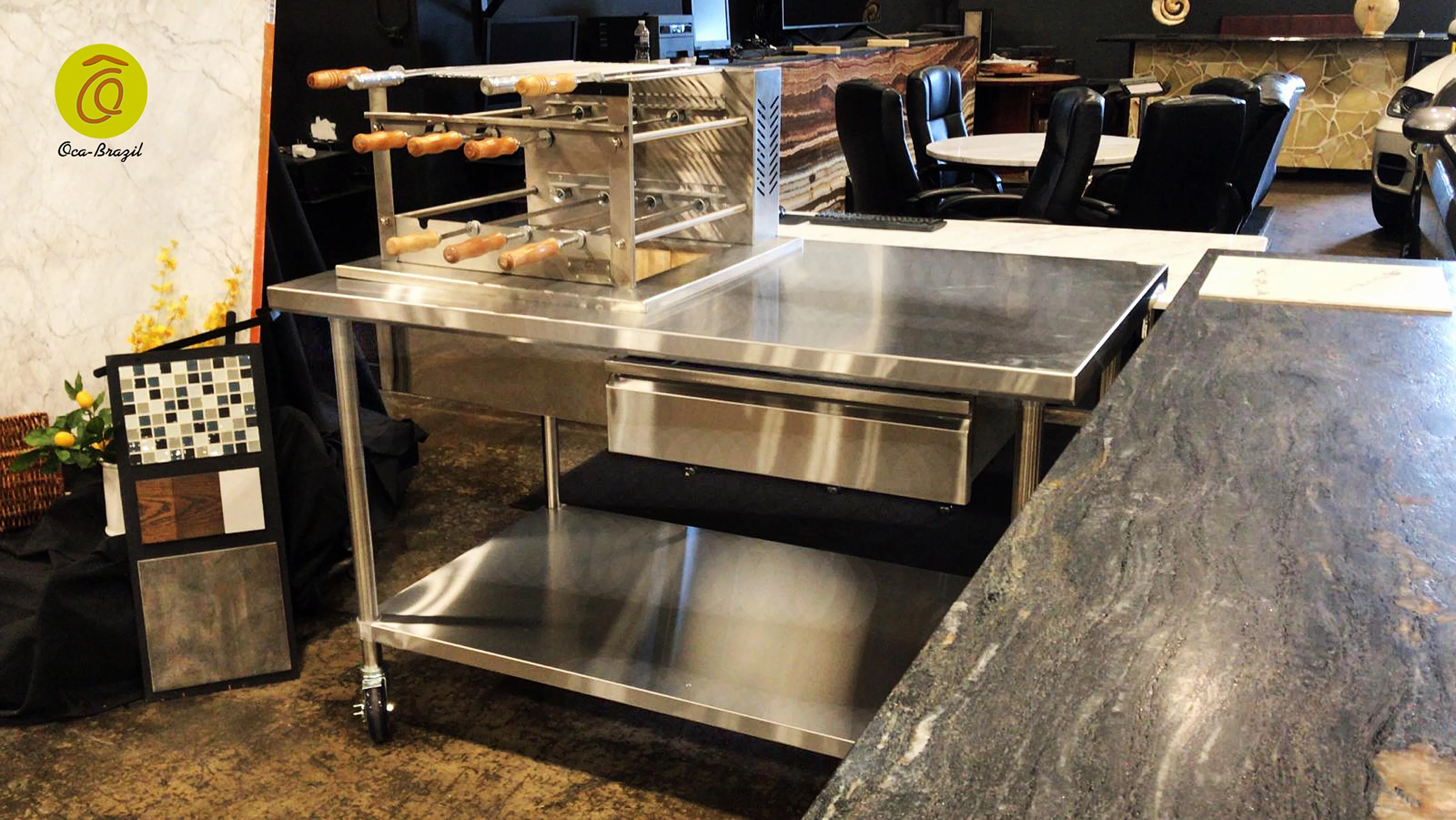Brazilian BBQ Charcoal Grill - 11 Skewers - Rotisserie System - Oca - Brazil
