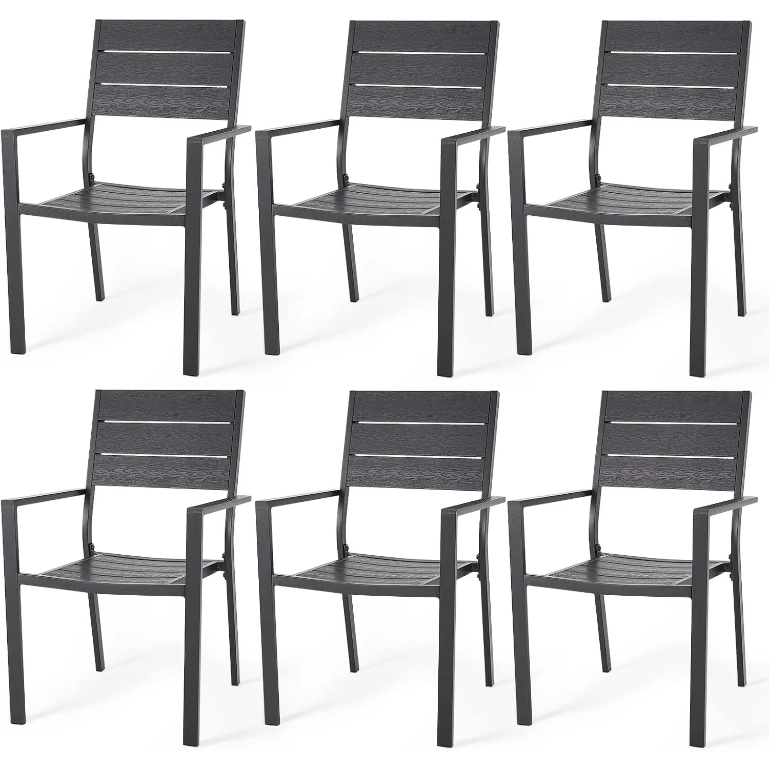 AECOJOY 6 Pieces Outdoor Dining Chairs, Aluminum Frame Stackable Patio Chair