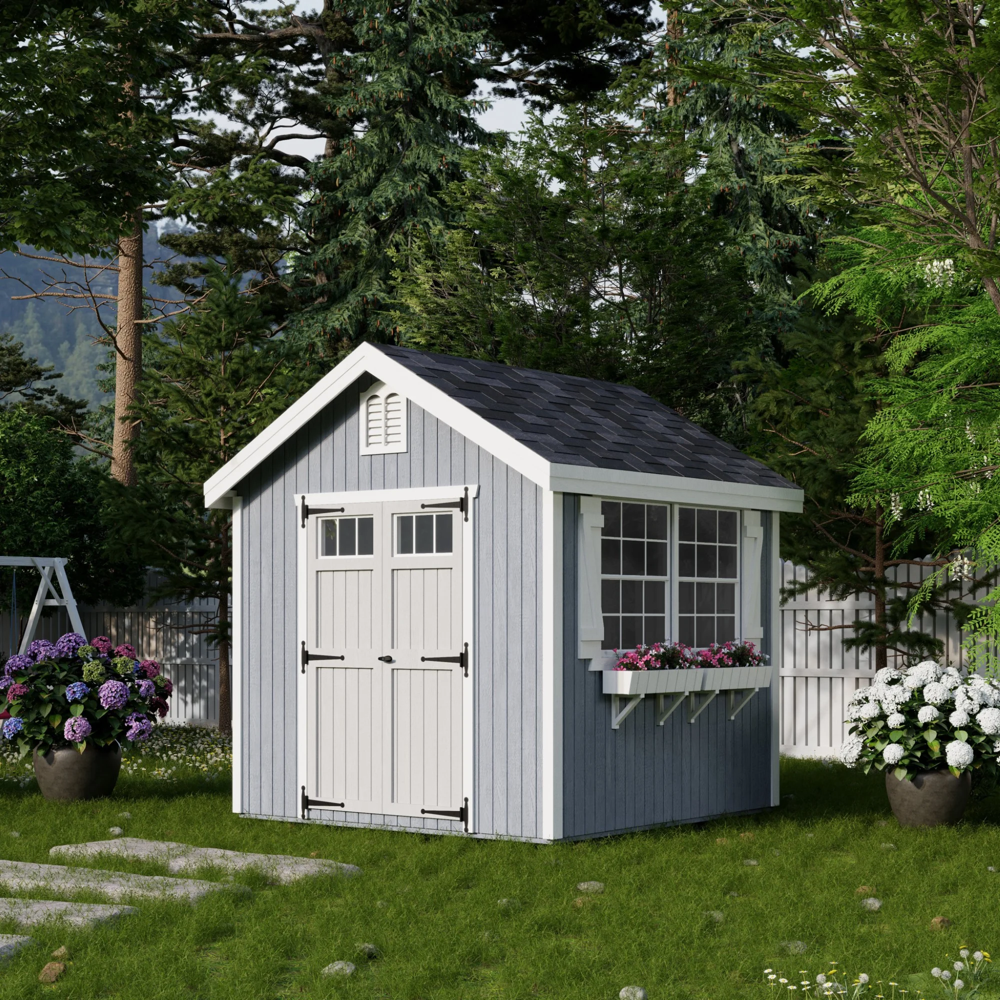 Little Cottage Co. 8x8 Colonial Williamsburg Shed with Operable Windows, Outdoor Wood Storage Do - It - Yourself Precut Kit