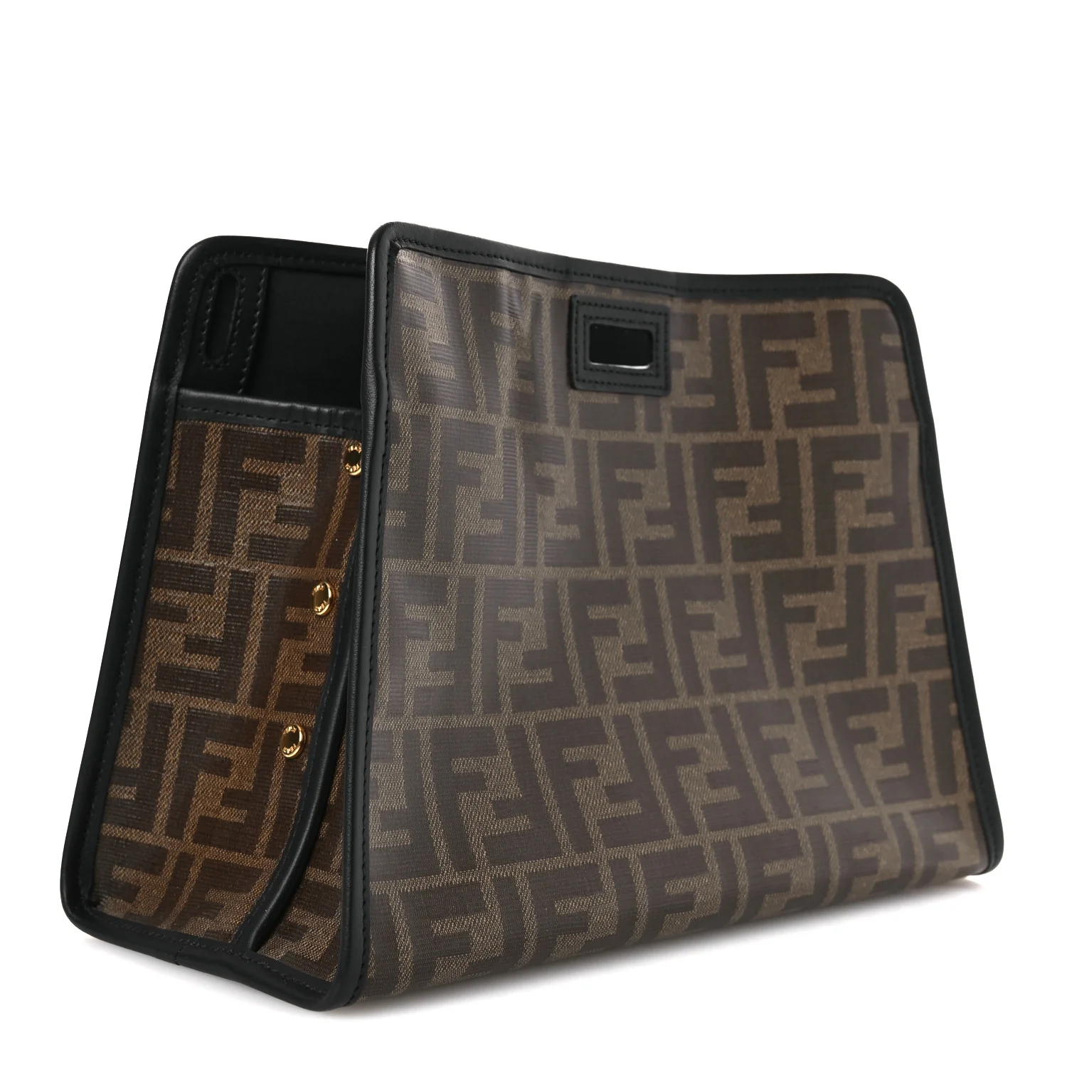 Glazed Fabric Vitello Century FF 1974 Stamp Patch Mini Peekaboo Defender Cover Mogano Panna Black