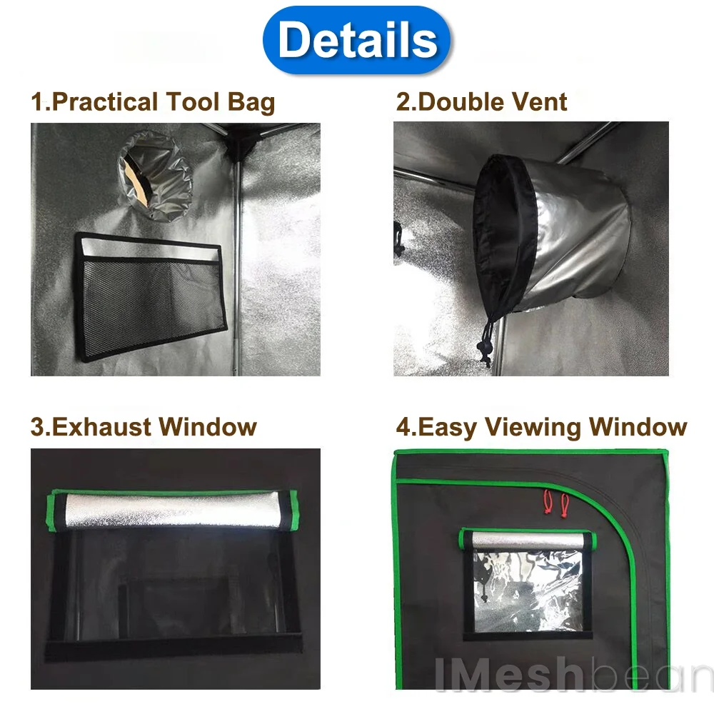 48" x 48" x 80" Grow Tent Kit with Full Spectrum LED Plant Growth Lamp, Air Ventilation Filter System Thermostat - Image 7