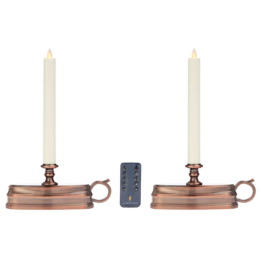 Luminara Set of (2) Colonial Flameless Window C ndles + Remote ,Bronze