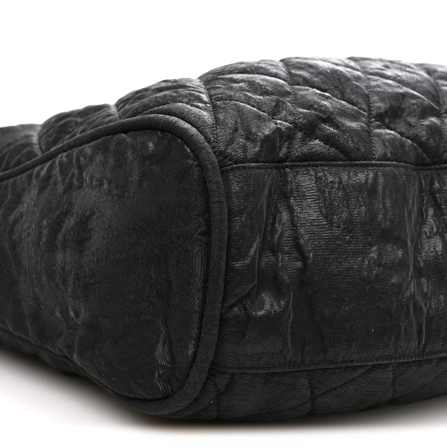 Crinkled Coated Canvas Le Marais Hobo Black