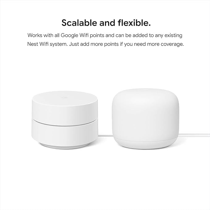 Google WiFi - AC1200 - Mesh WiFi Router System Bundle (3-Pack) - 4500 Sq Ft Coverage - Retail Packaging - Easy Setup  Seamless Signal for Smart Home Devices - Snow