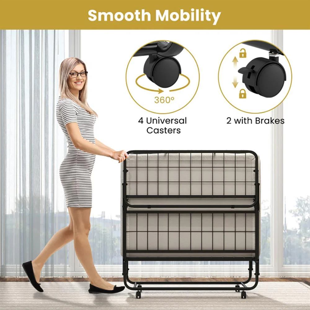 Twin Size Folding Bed with Memory Foam Mattress and Heavy-duty Metal Frame - Image 5