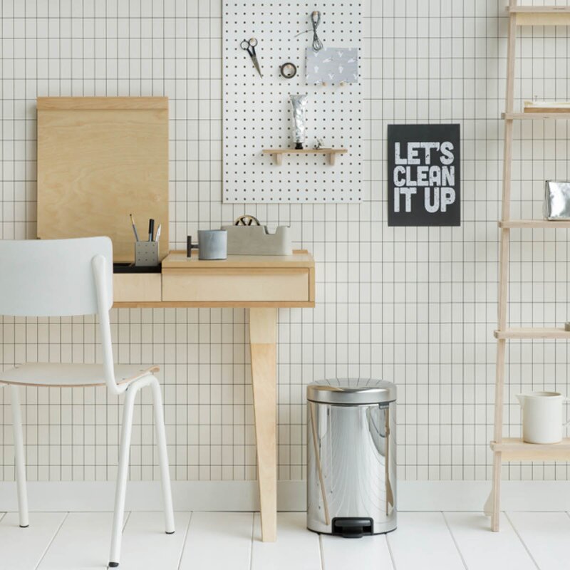 NewIcon pedalbøtte 12L blankt stål